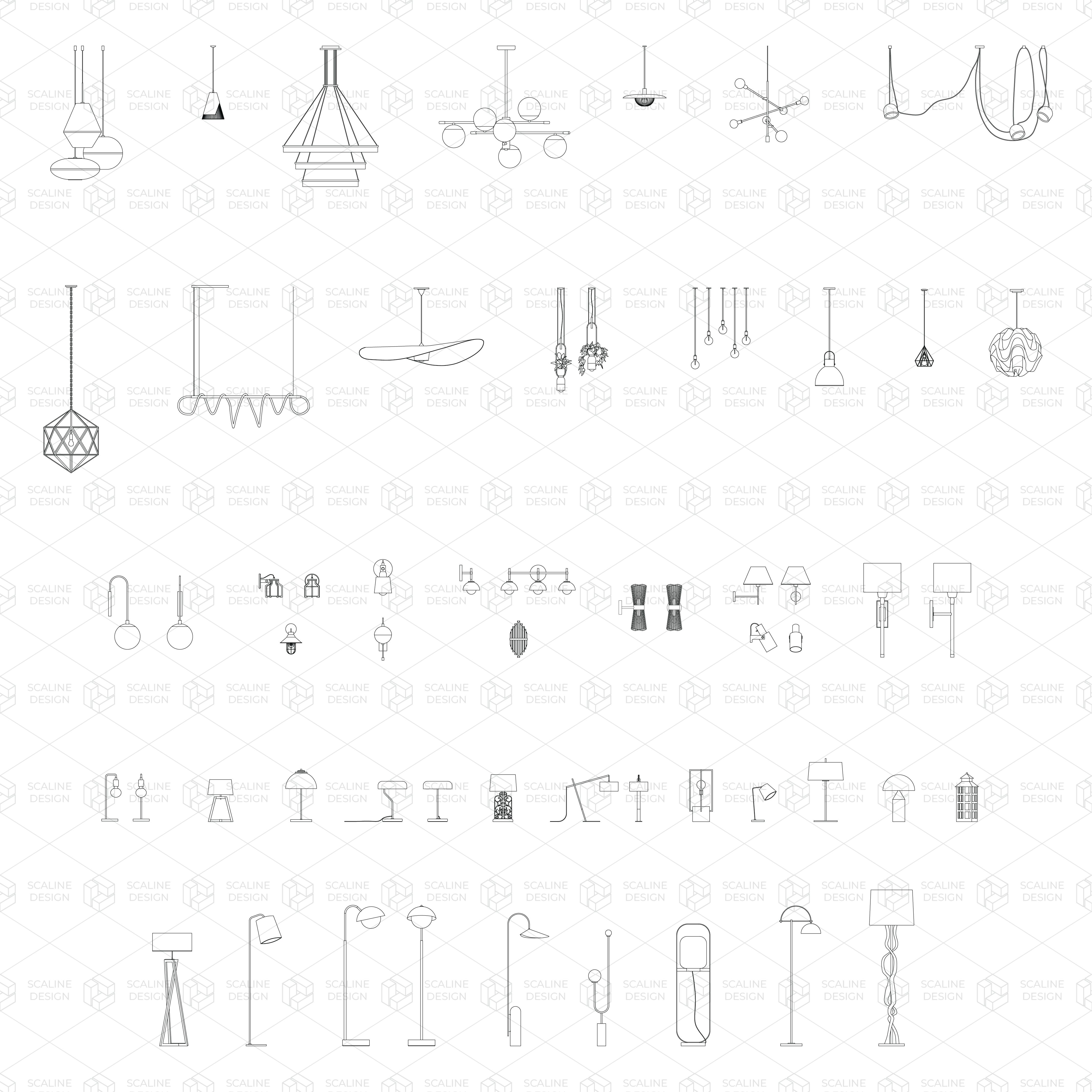 CAD and Vector Lighting Collection (elevation) PNG - Toffu Co
