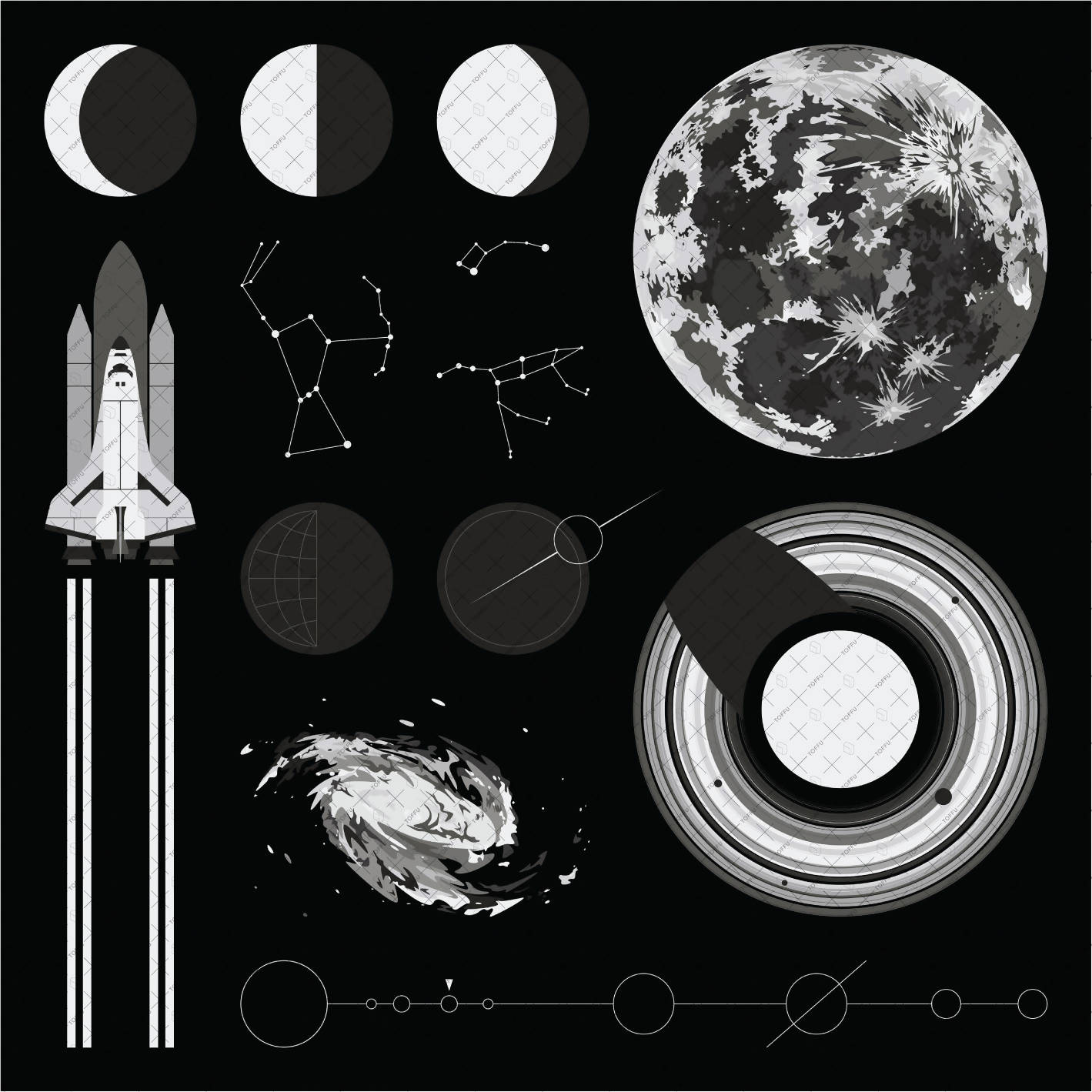 Flat Vector Celestial Bodies PNG - Toffu Co