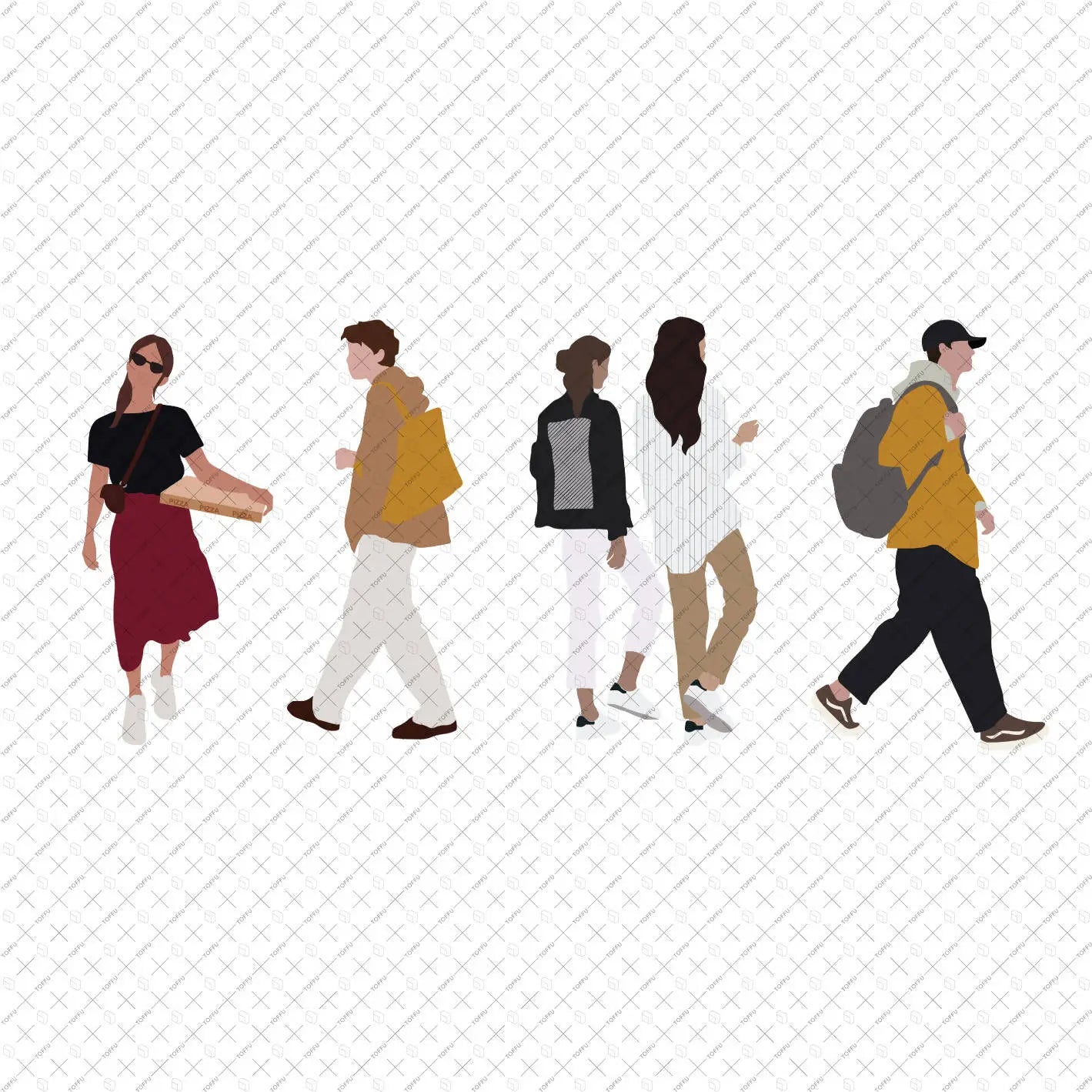Flat Vector People Standing 3 Digital Artwork drawings | Toffu Co