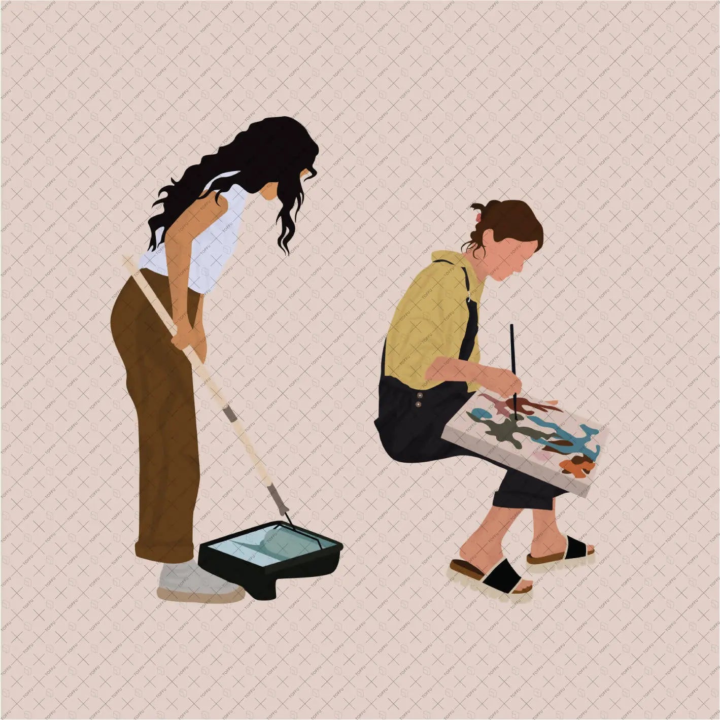 Flat Vector People Painting Digital Artwork drawings | Toffu Co