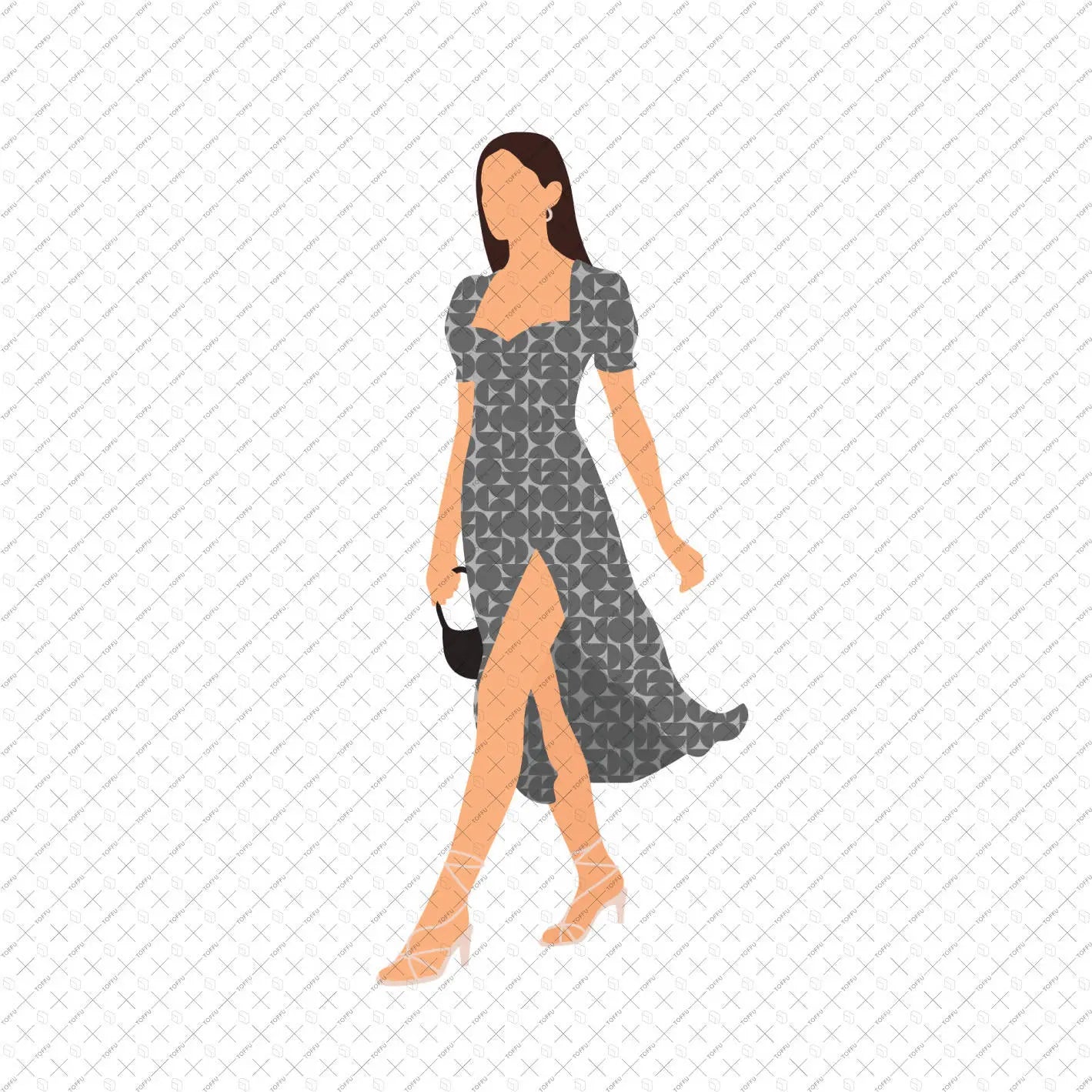 Flat Vector Women in Slit Dresses Digital Artwork drawings | Toffu Co