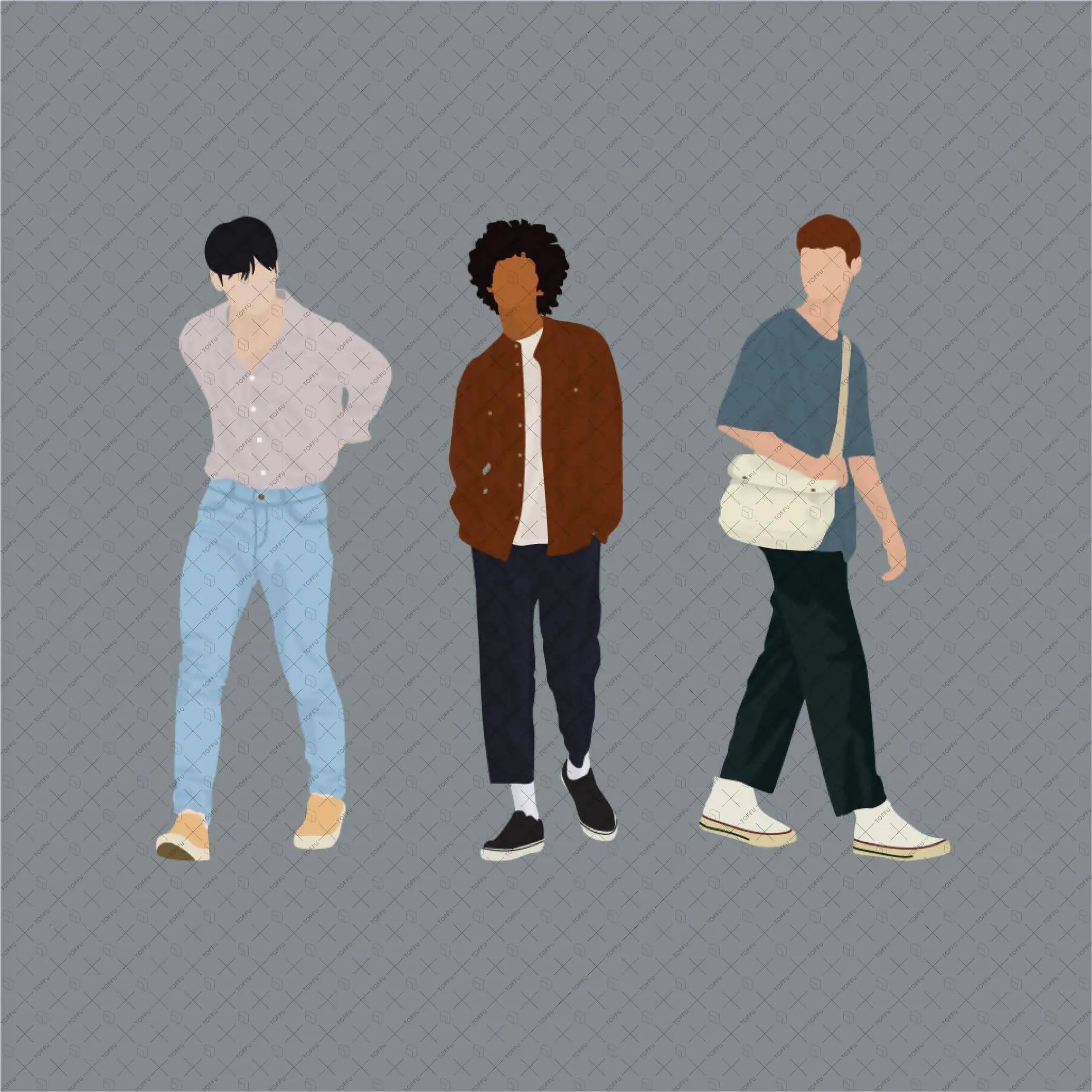 Flat Vector Urban Men Digital Artwork drawings | Toffu Co