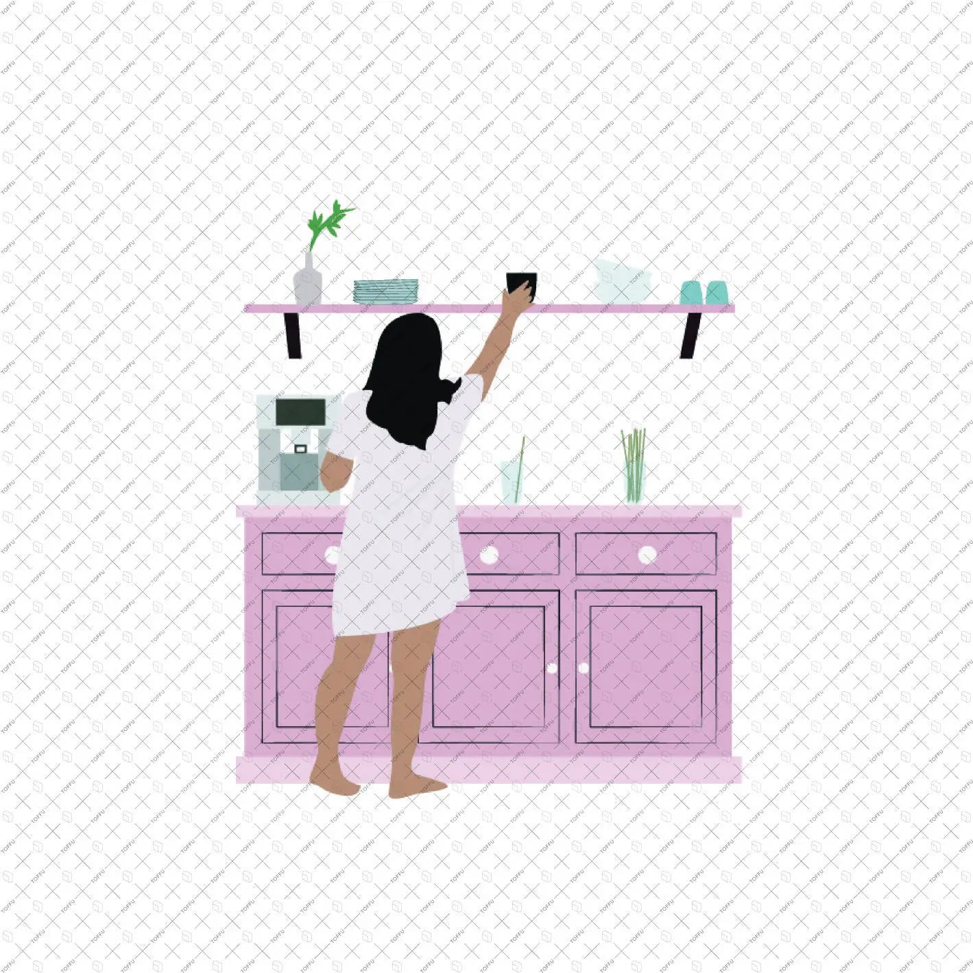Flat Vector Kids, Family Cooking In Kitchen Digital Artwork drawings | Toffu Co