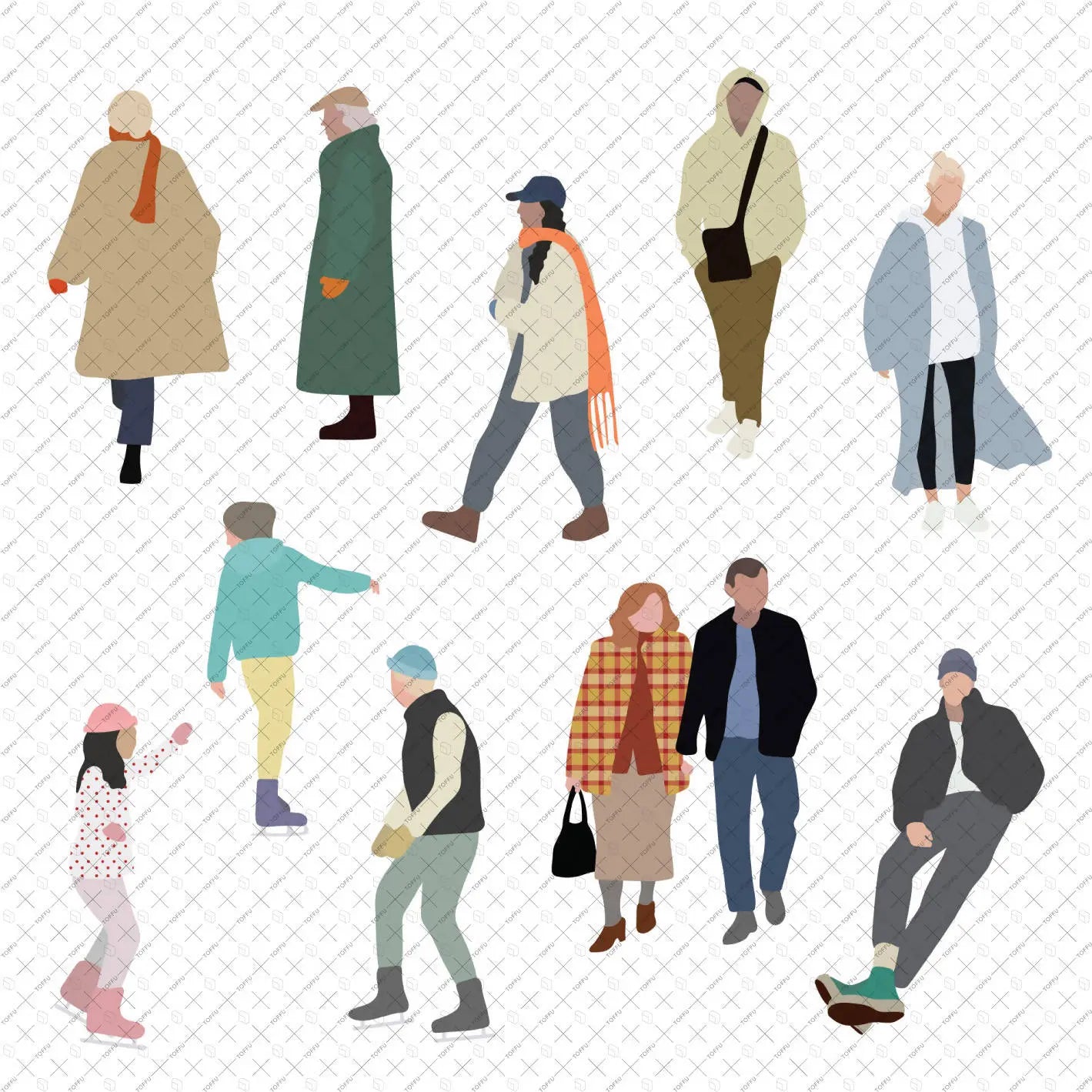 Flat Vector Winter People Digital Artwork drawings | Toffu Co