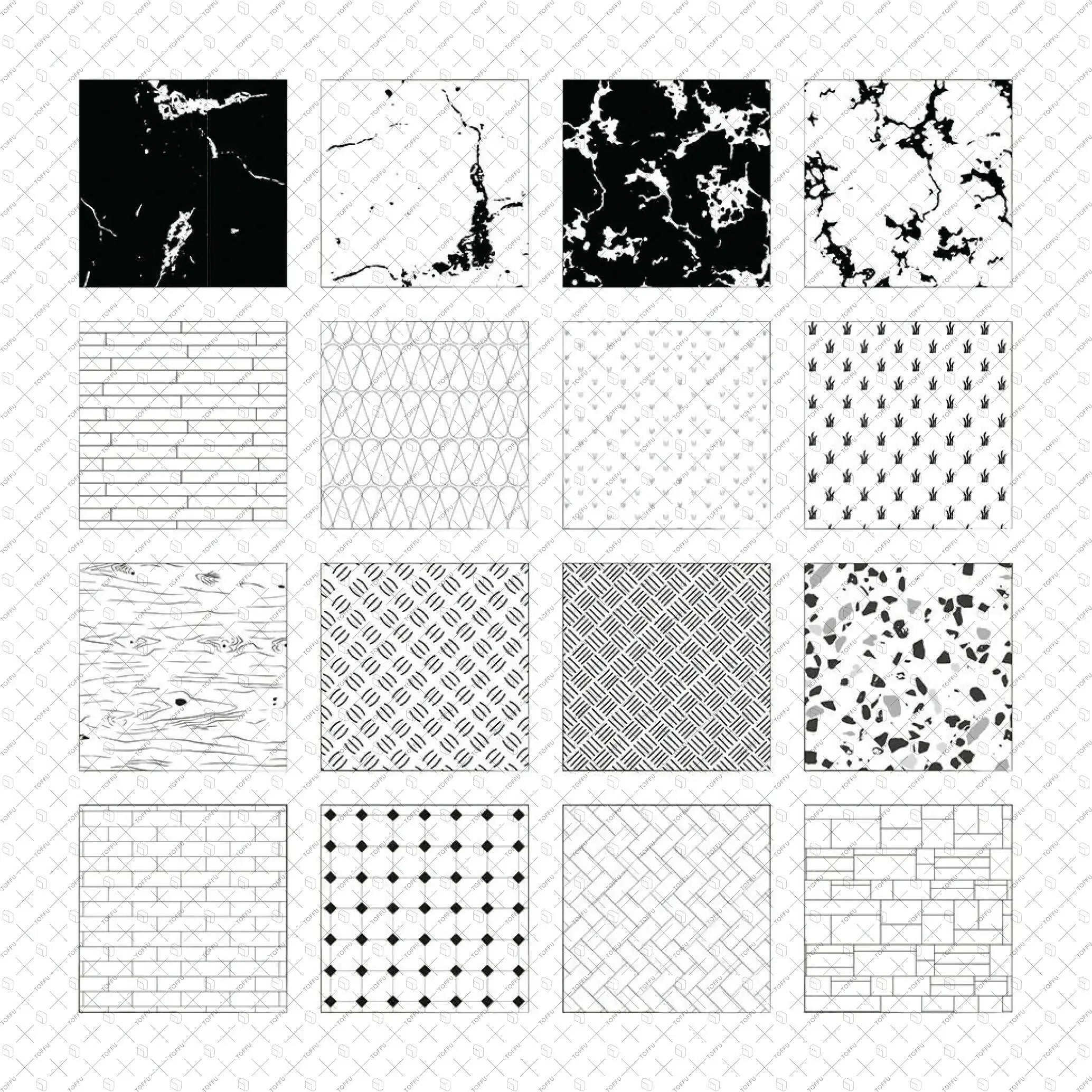 Swatch Architectural Materials Patterns Digital Artwork drawings | Toffu Co