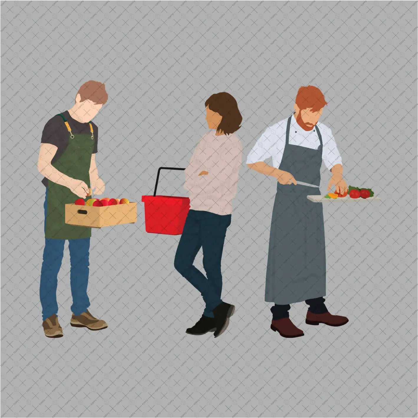 Flat Vector People At The Grocery Store Digital Artwork drawings | Toffu Co