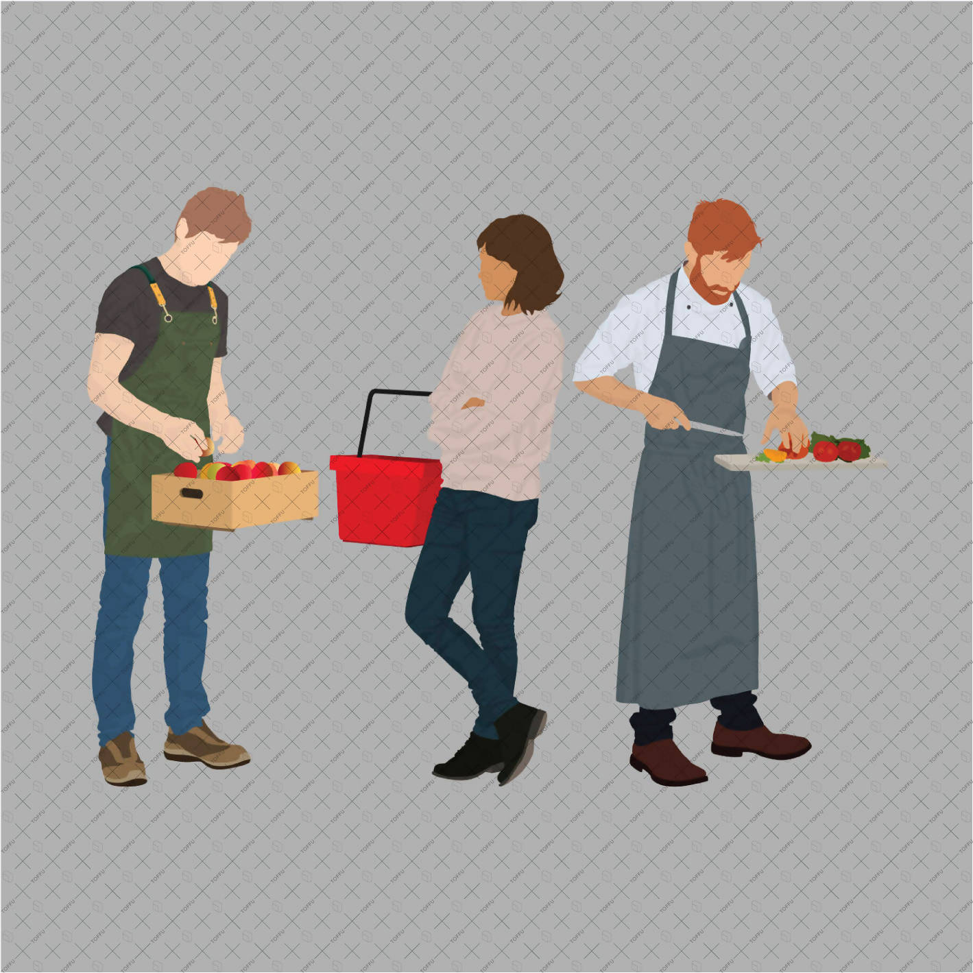 Flat Vector People At The Grocery Store PNG - Toffu Co