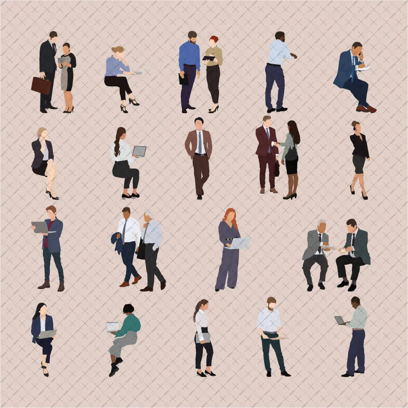 Flat Vector Office People Pack Digital Artwork drawings | Toffu Co