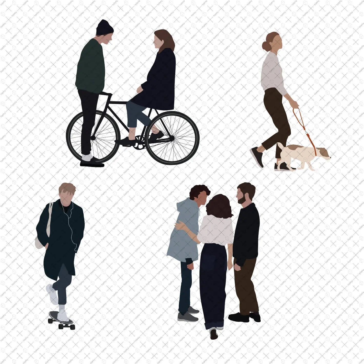 Flat Vector People Standing 1 Digital Artwork drawings | Toffu Co