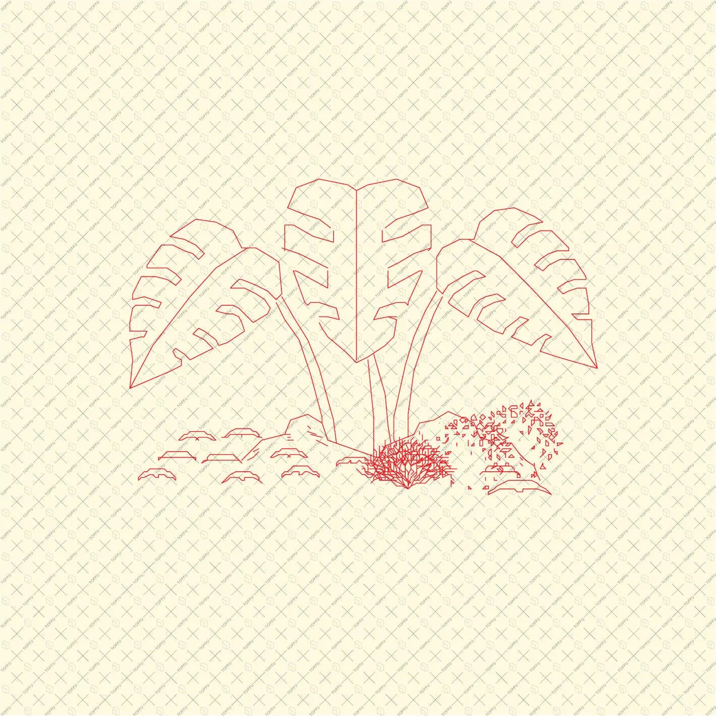 Cad Tropical Vegetation Digital Artwork drawings | Toffu Co