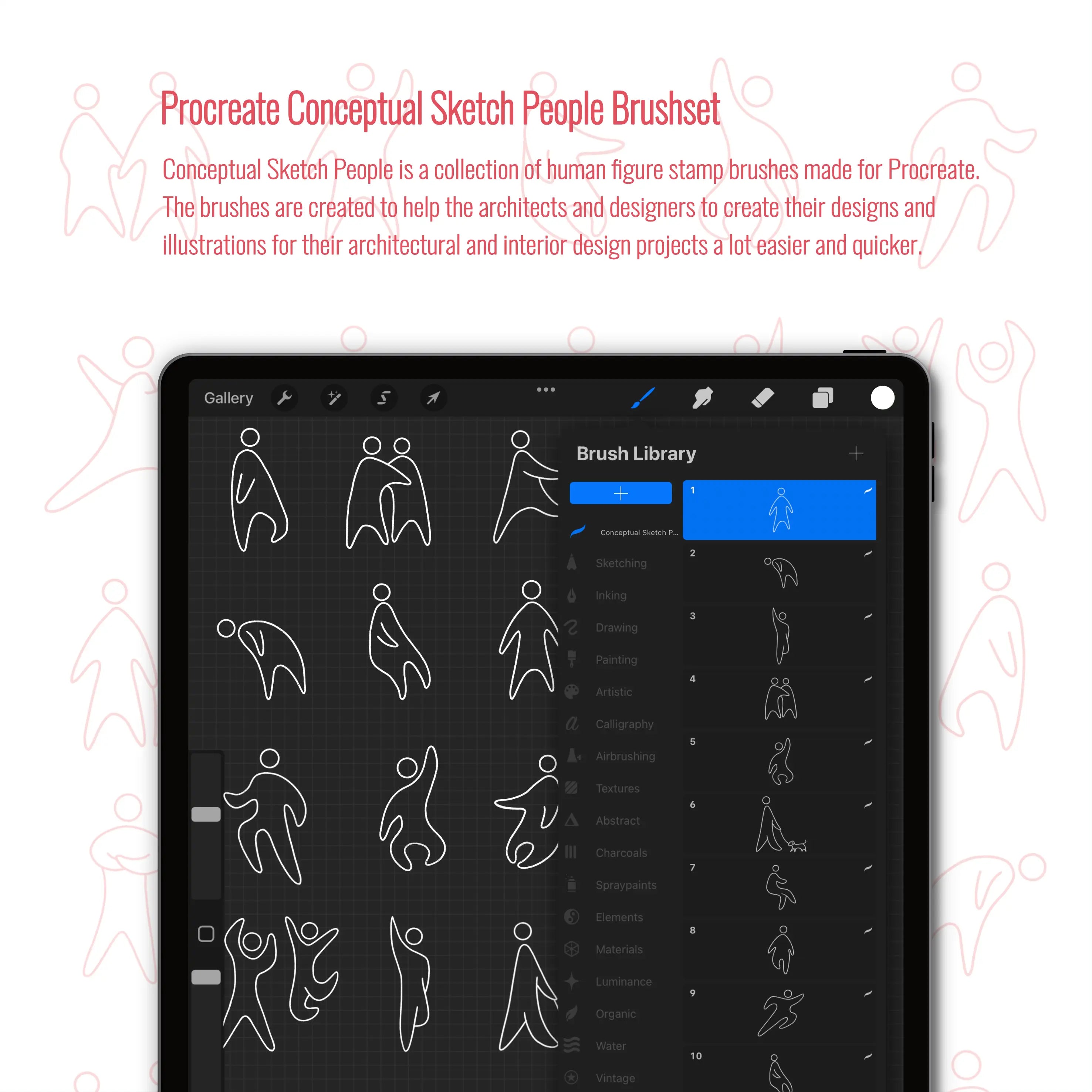 Procreate Conceptual Sketch People Brushset Digital Artwork drawings | Toffu Co