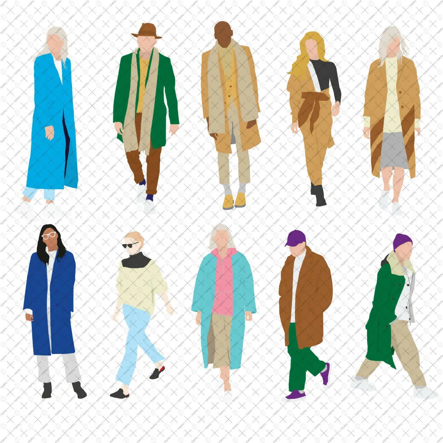 Flat Vector Fall Streetwear People Digital Artwork drawings | Toffu Co