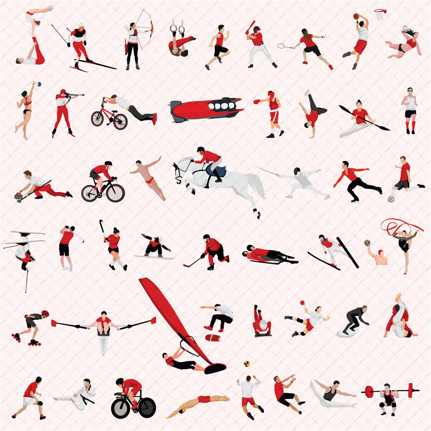 Flat Vector Sports Characters PNG - Toffu Co