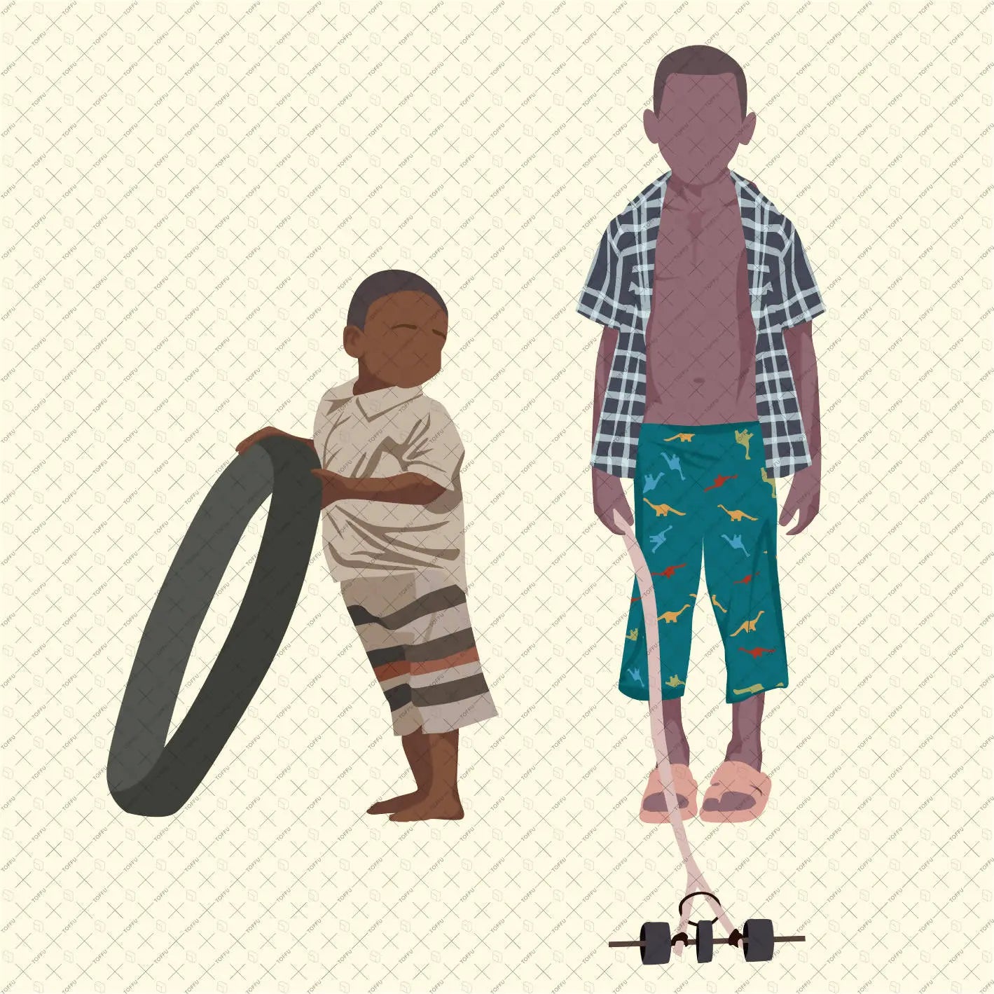 Flat Vector African Children Playing Digital Artwork drawings | Toffu Co