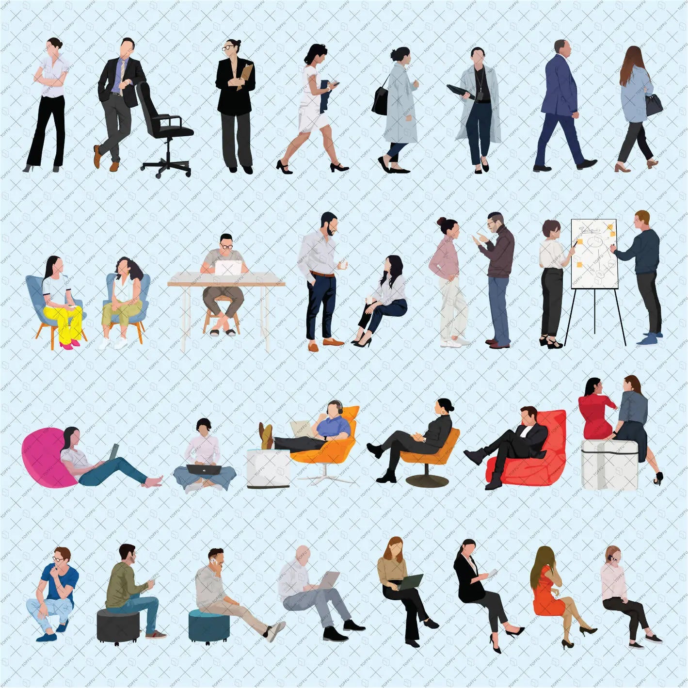 Flat Vector Office People - 01 Digital Artwork drawings | Toffu Co