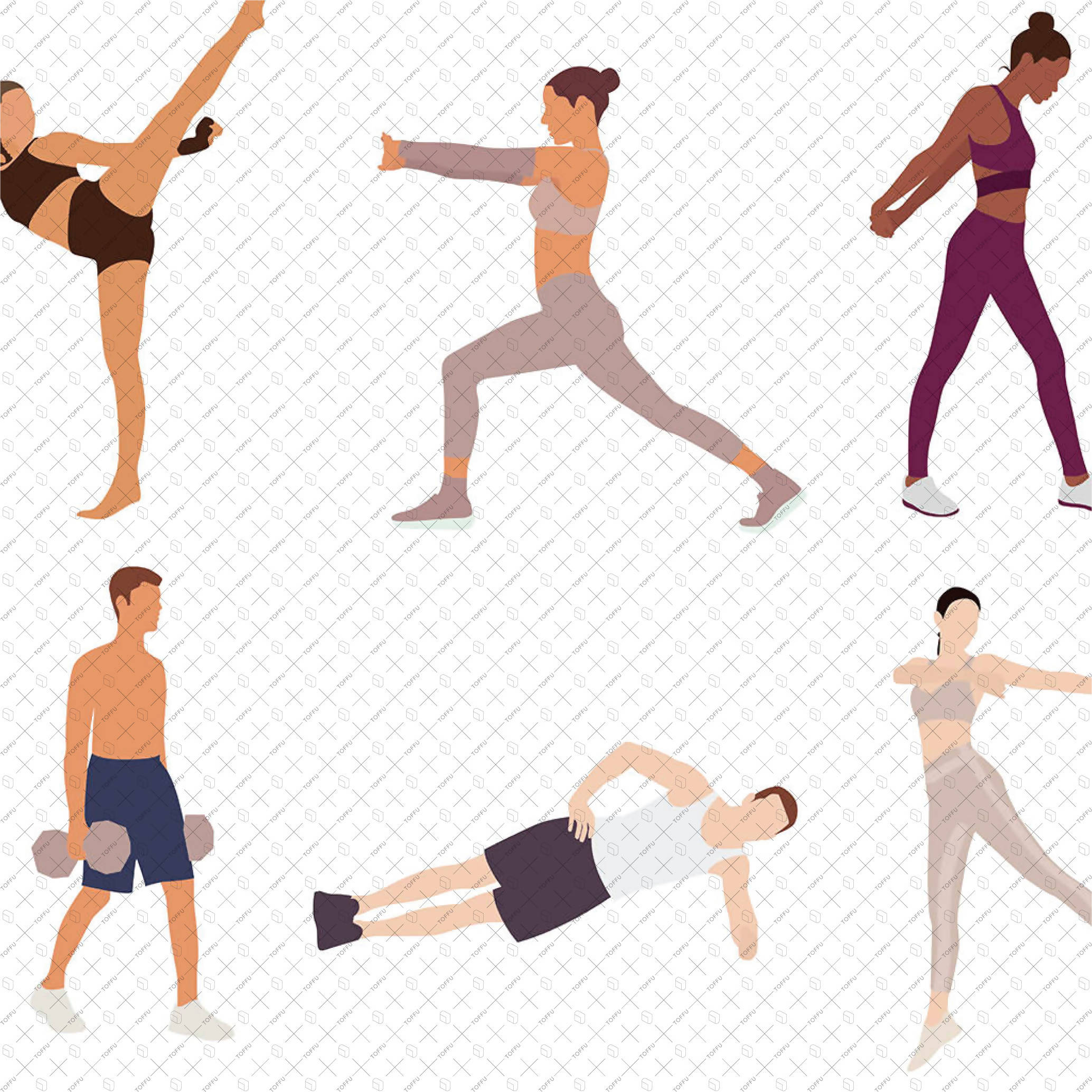 Flat Vector Exercise and Sport People PNG - Toffu Co