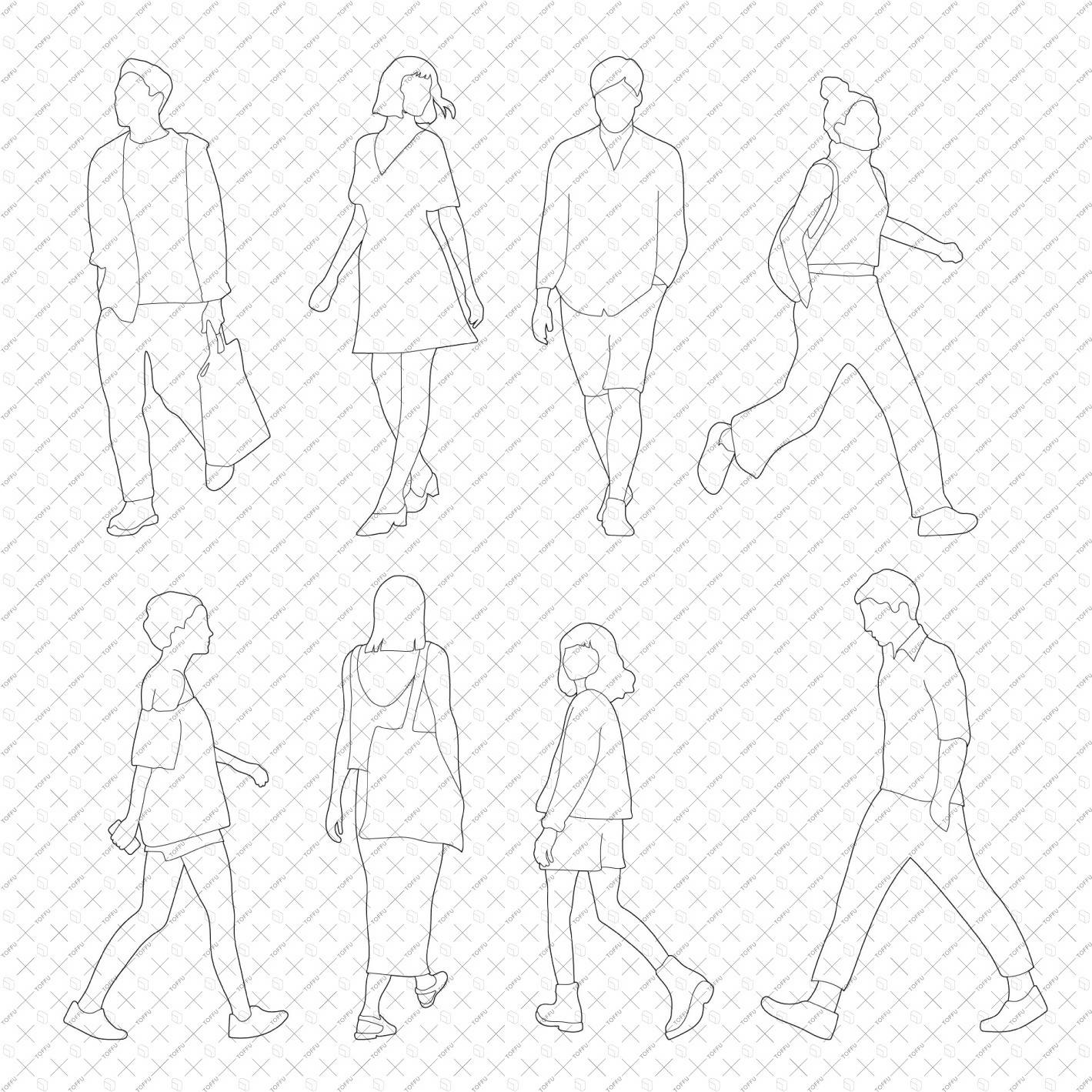 Cad People Walking DWG | Toffu Co