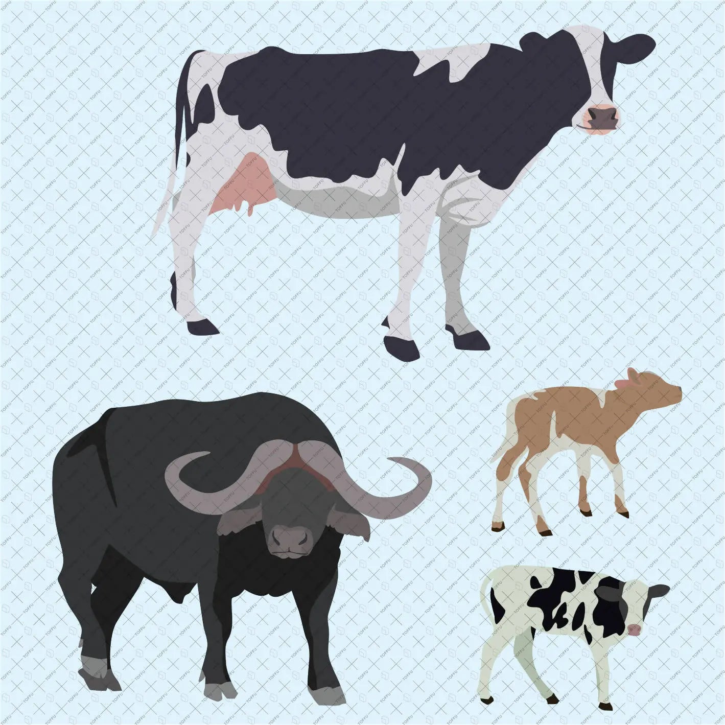 Flat Vector 100 Domestic Animals & Birds PNG - Toffu Co