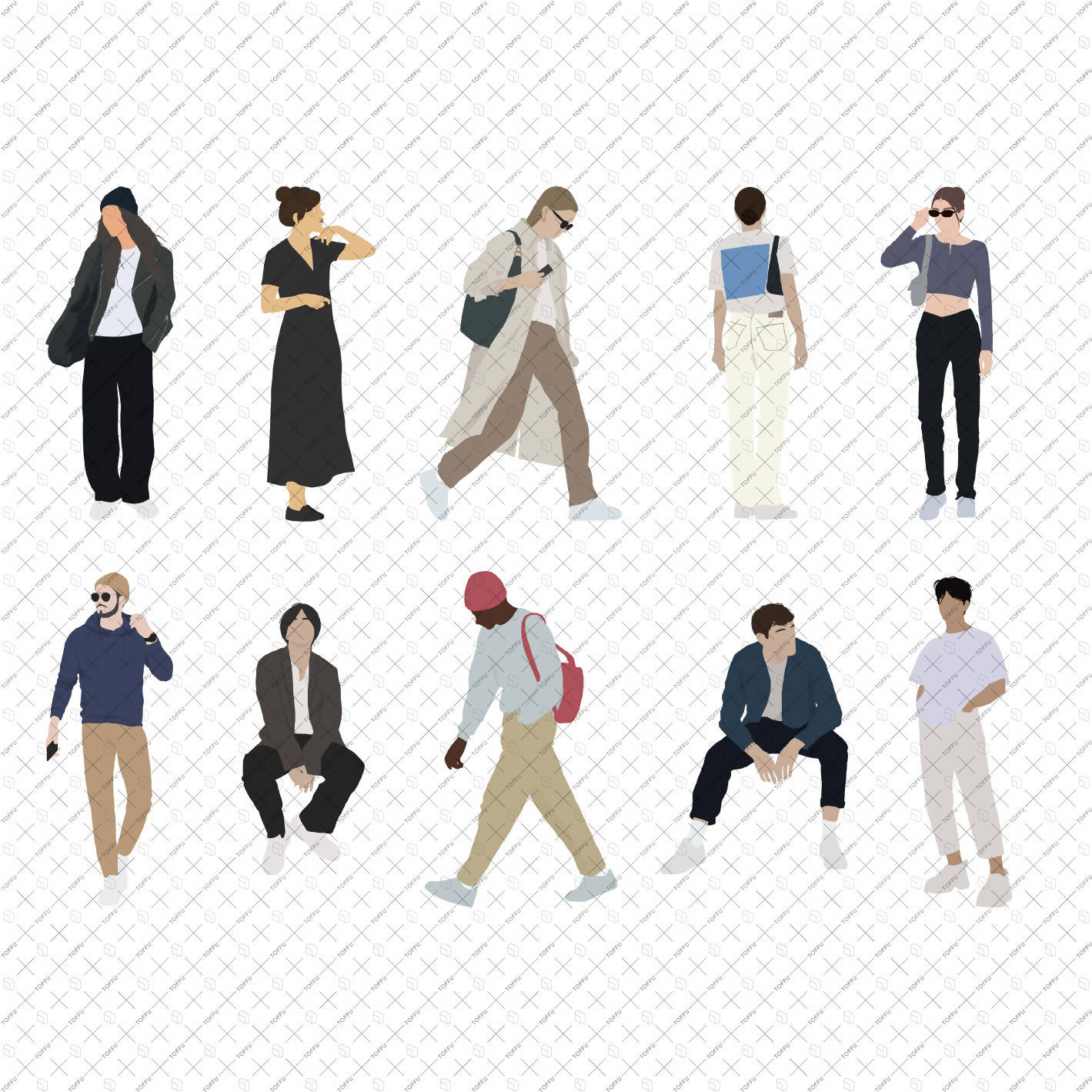Illustration People Men and Women PNG - Toffu Co