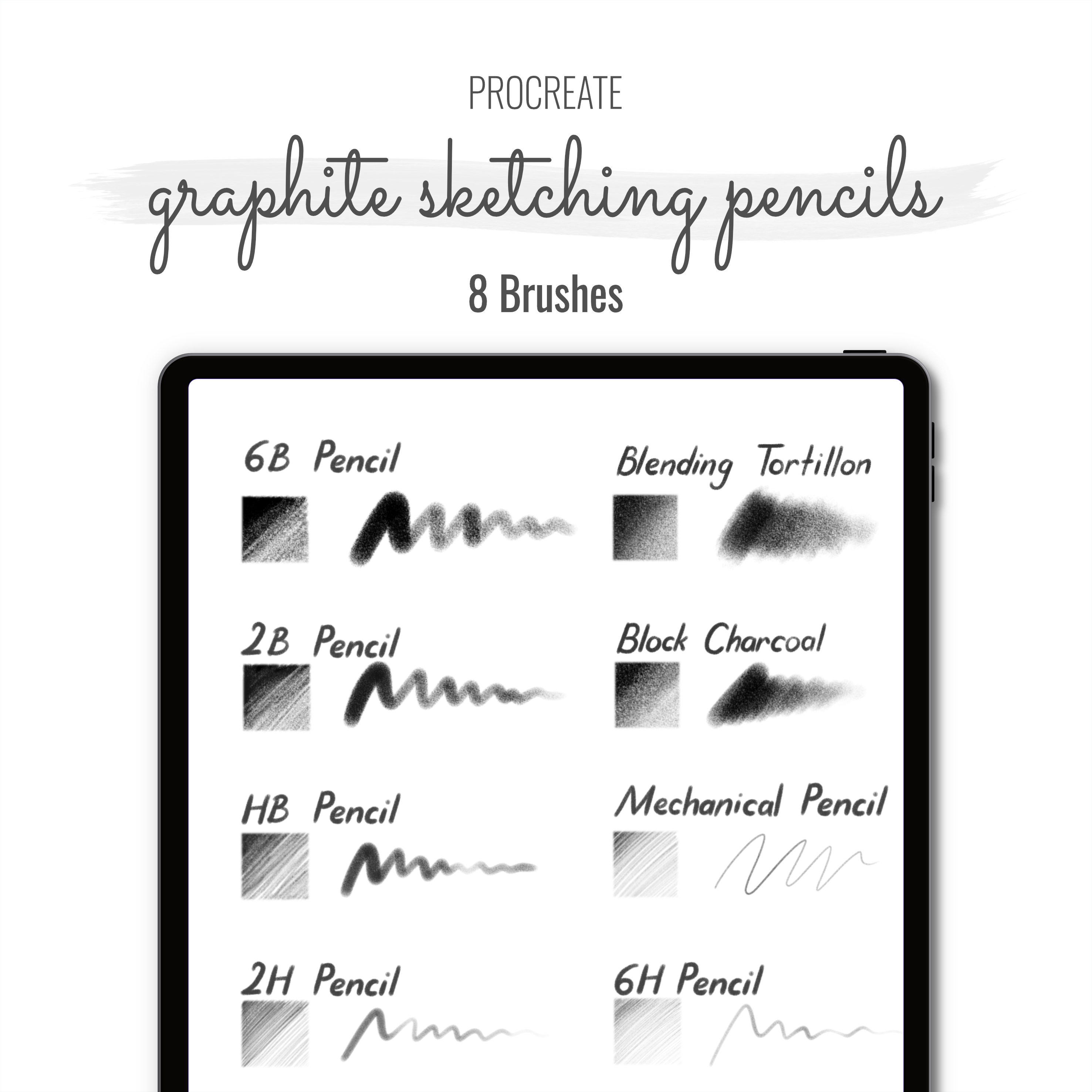 Procreate Graphite Sketching Pencil Brushset PNG - Toffu Co
