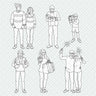 Flat Vector B&W Christmas People Digital Artwork drawings | Toffu Co