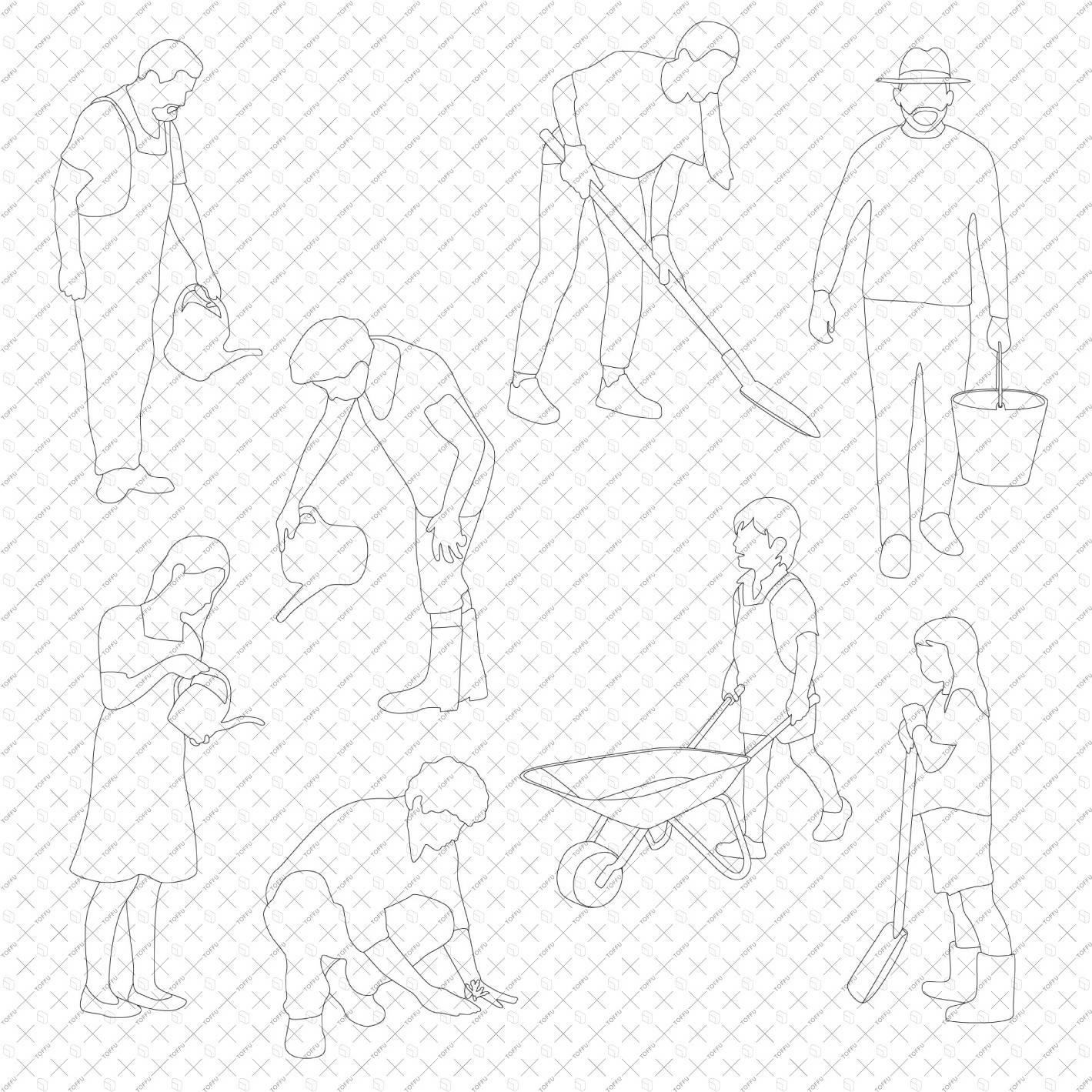 Cad Gardening People DWG | Toffu Co