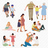 Flat Vector Family Time People Digital Artwork drawings | Toffu Co
