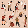 Flat Vector People Gardening PNG - Toffu Co