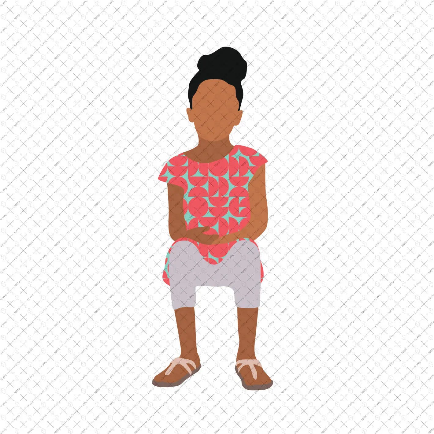 Flat Vector Kids Sitting Digital Artwork drawings | Toffu Co