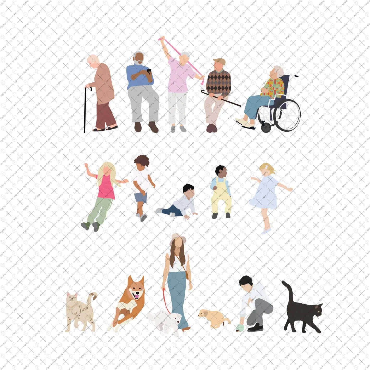 Flat Vector People by Category Mega Pack Digital Artwork drawings | Toffu Co