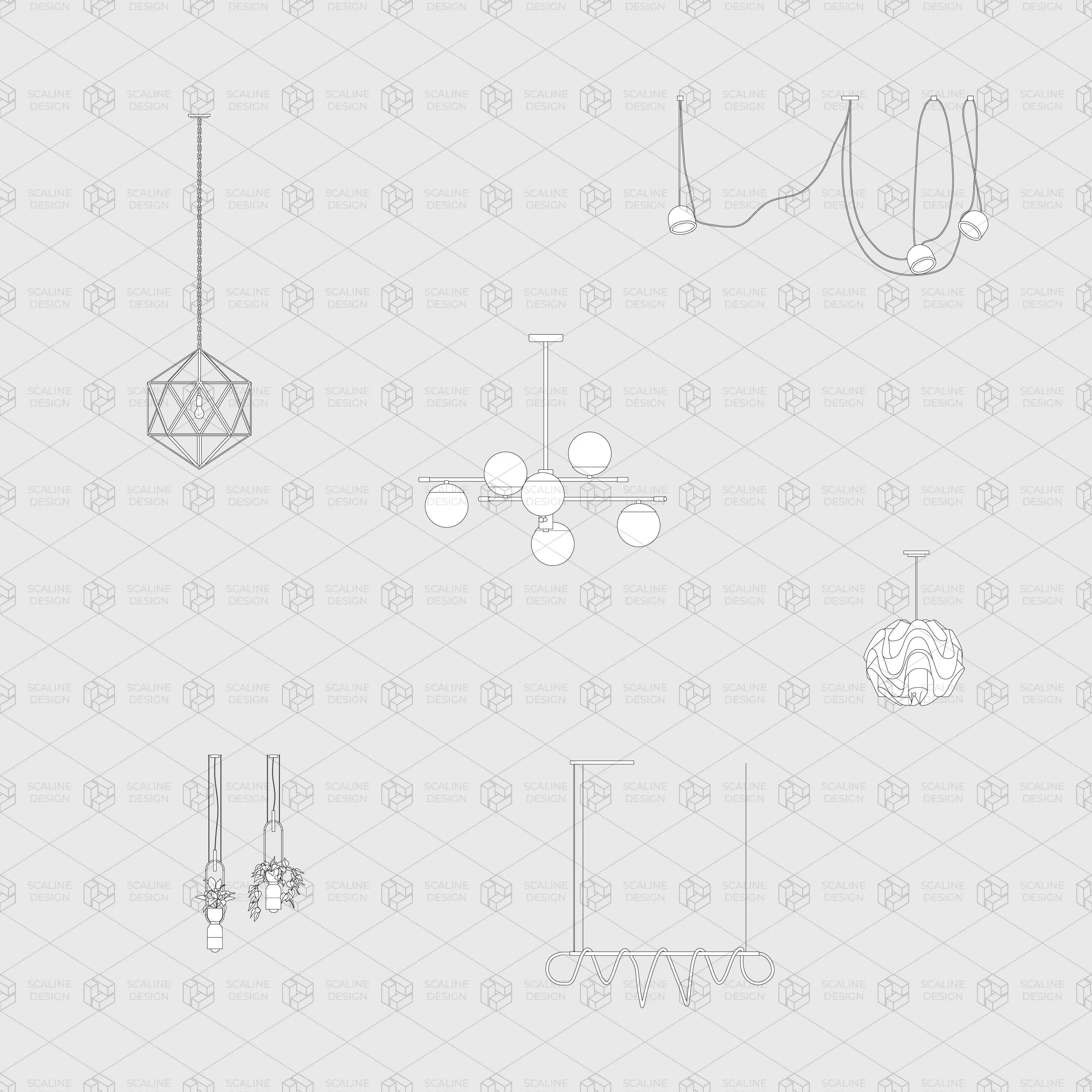 Cad and Vector Lighting Collection (elevation) Digital Artwork drawings | Toffu Co