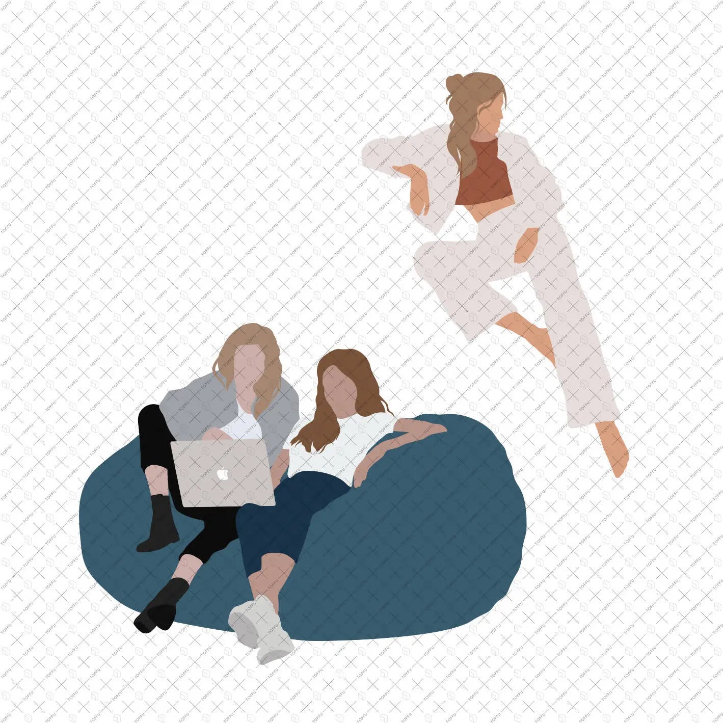 Flat Vector People Sitting 2 Digital Artwork drawings | Toffu Co