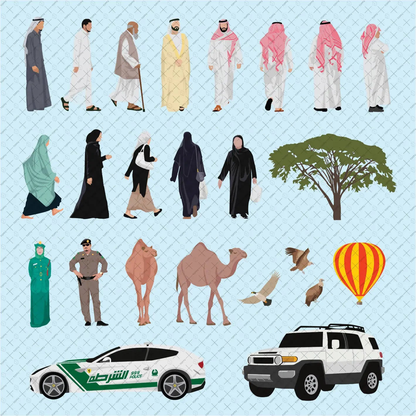Flat Vector Saudi Arabia Pack Digital Artwork drawings | Toffu Co