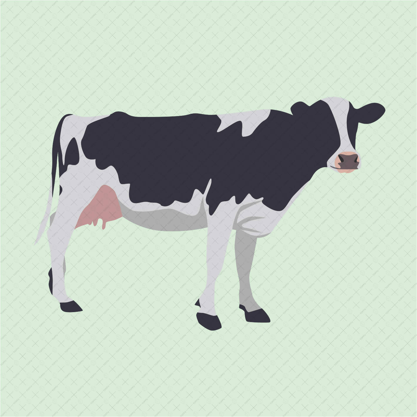 Flat Vector Cattle Animals PNG - Toffu Co