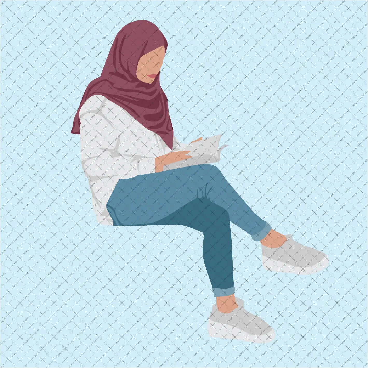 Flat Vector Modern Islamic Women PNG - Toffu Co