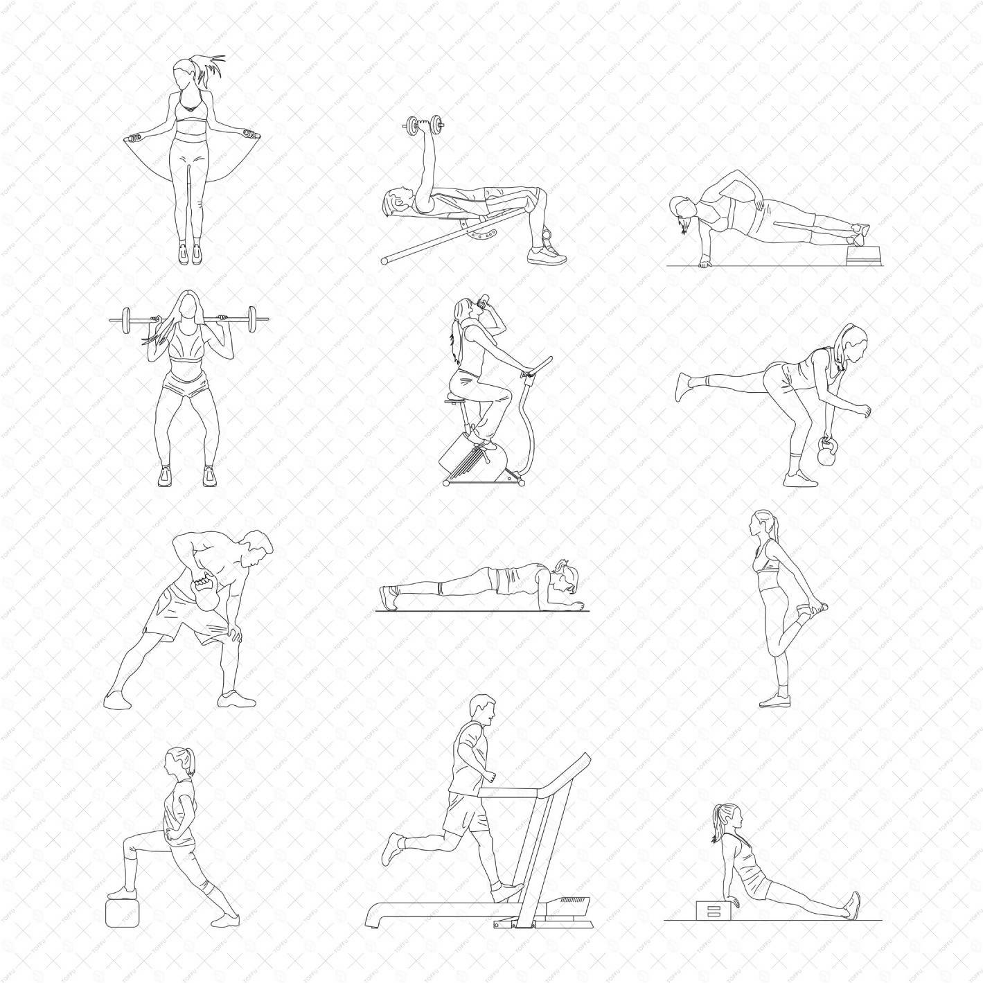 Cad People Fitness DWG | Toffu Co