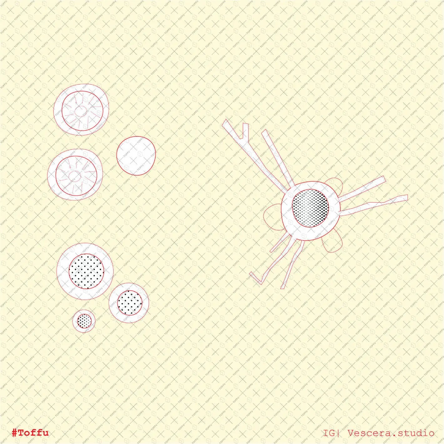 Cad African Furniture & Craft Detail Object Top View Digital Artwork drawings | Toffu Co