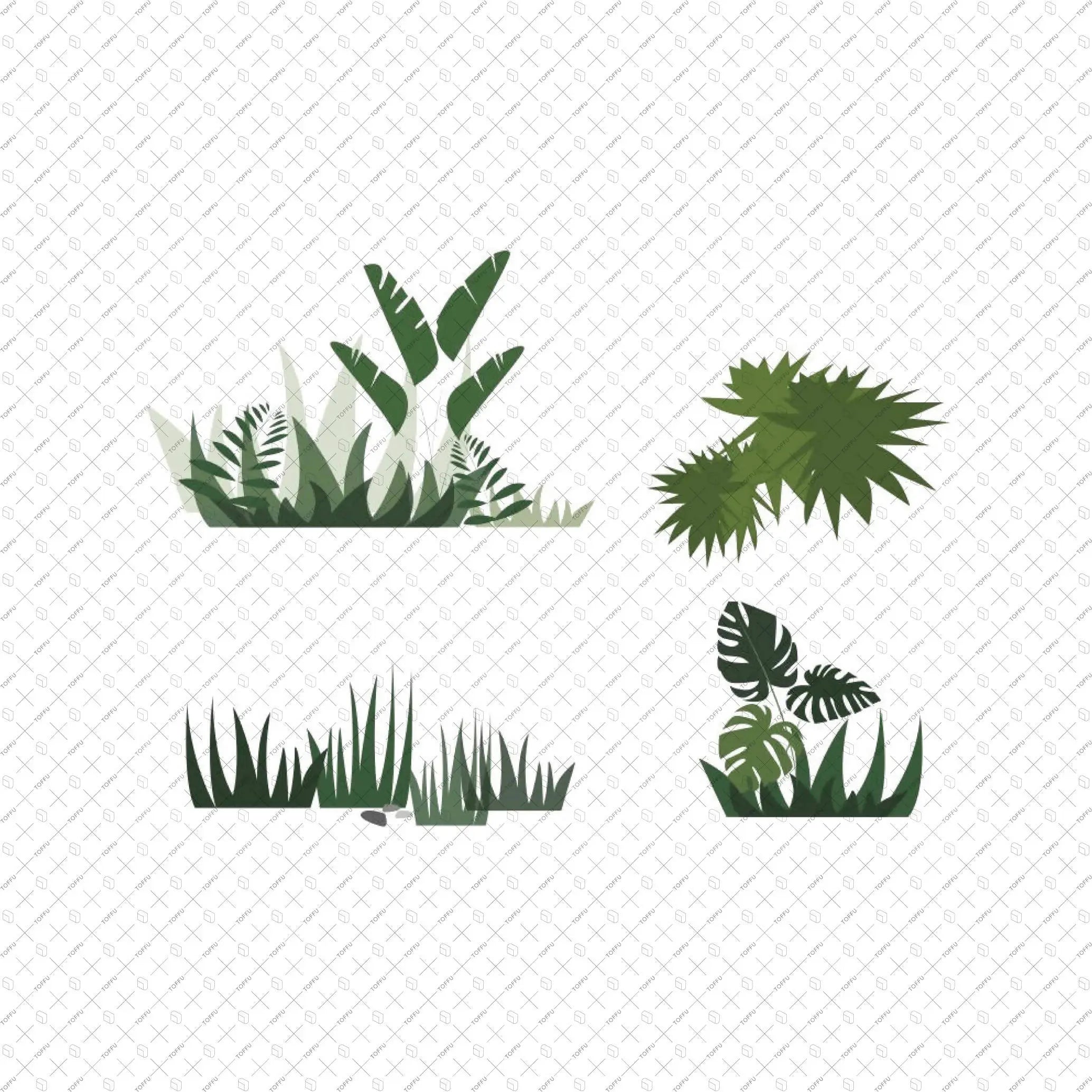 Flat Vector Plants Jungle 15+ Digital Artwork drawings | Toffu Co