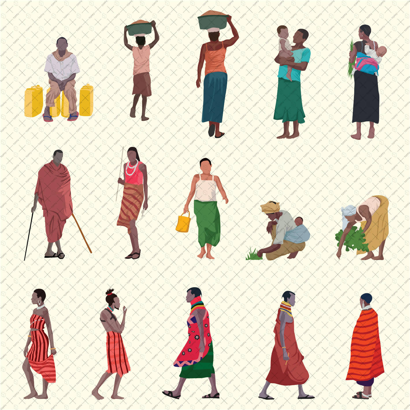 Flat Vector African People PNG - Toffu Co
