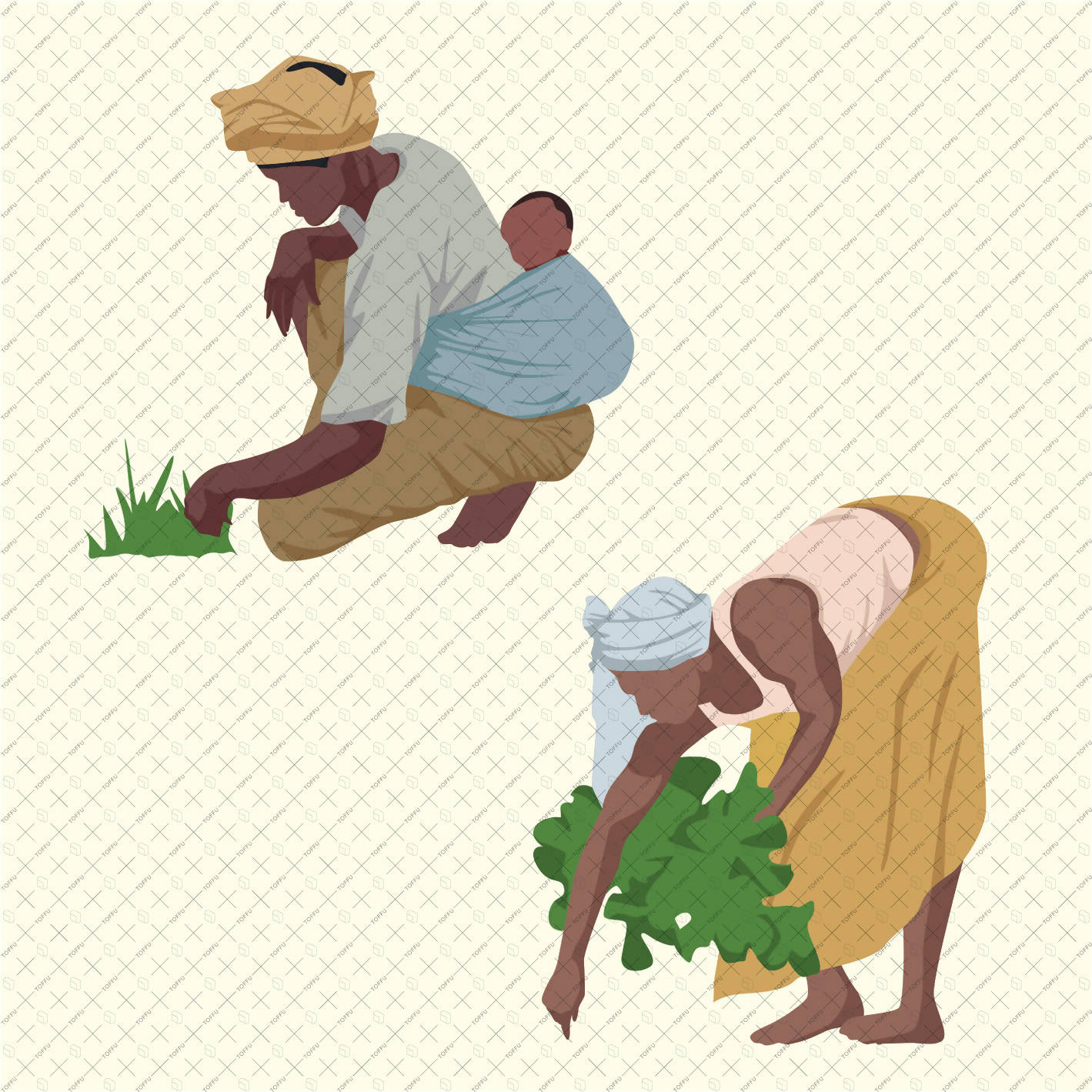 Flat Vector African People PNG - Toffu Co