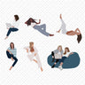Flat Vector People Sitting 2 PNG - Toffu Co