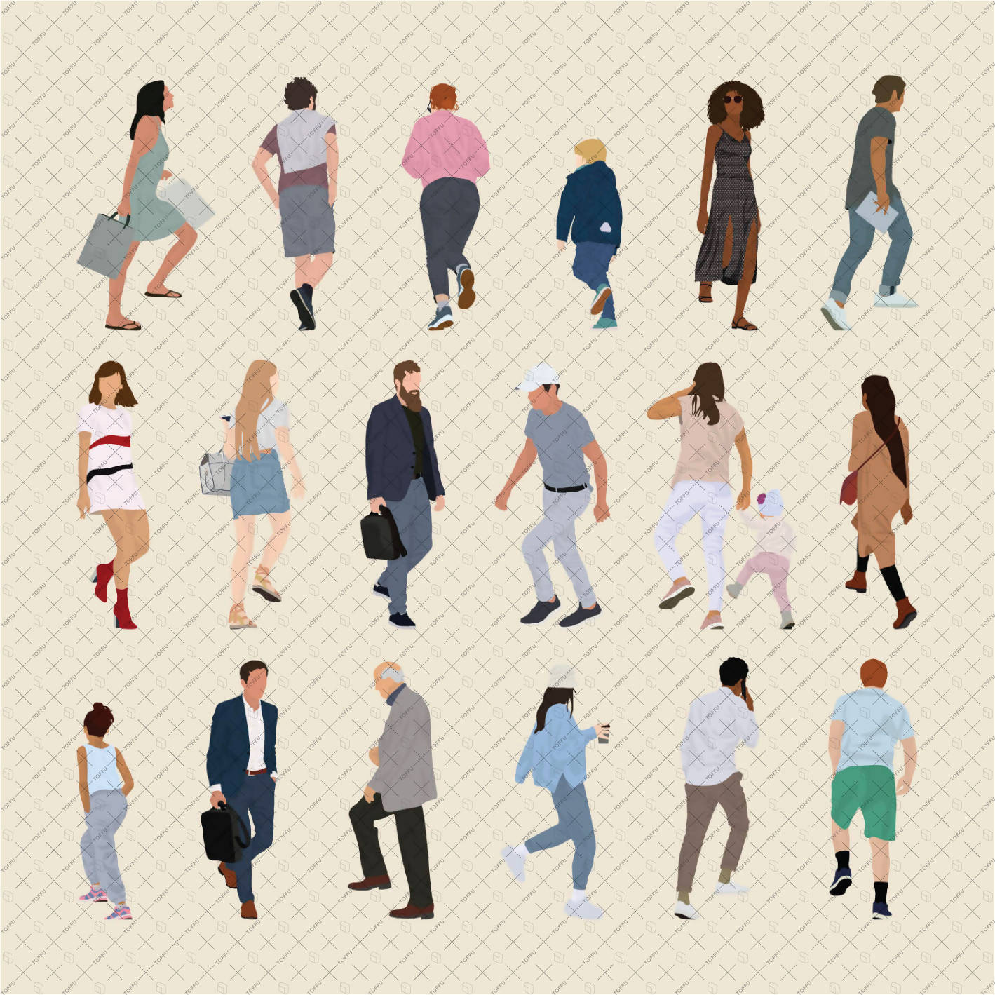 Flat Vector People On Stairs PNG - Toffu Co