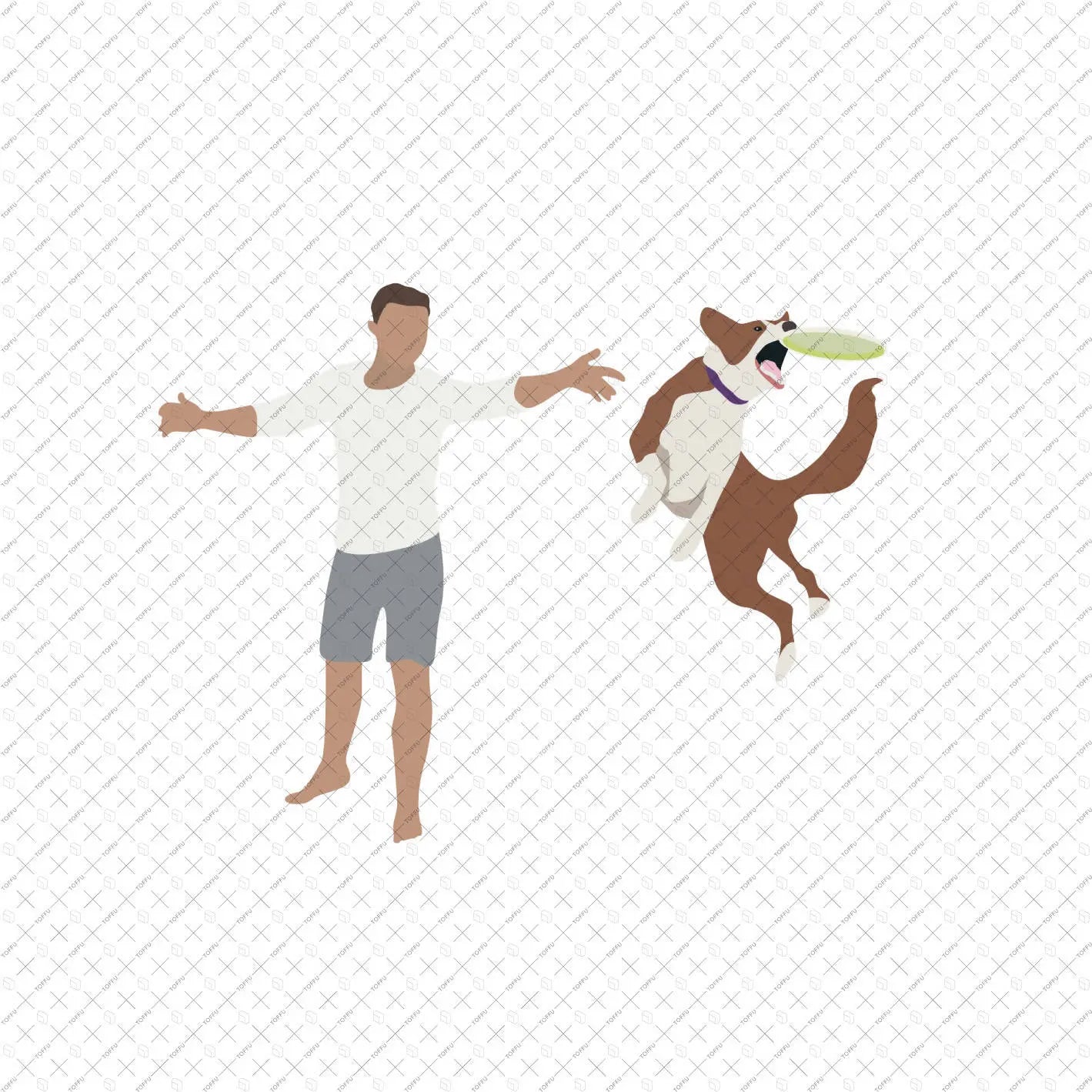 Flat Vector People And Dogs Digital Artwork drawings | Toffu Co