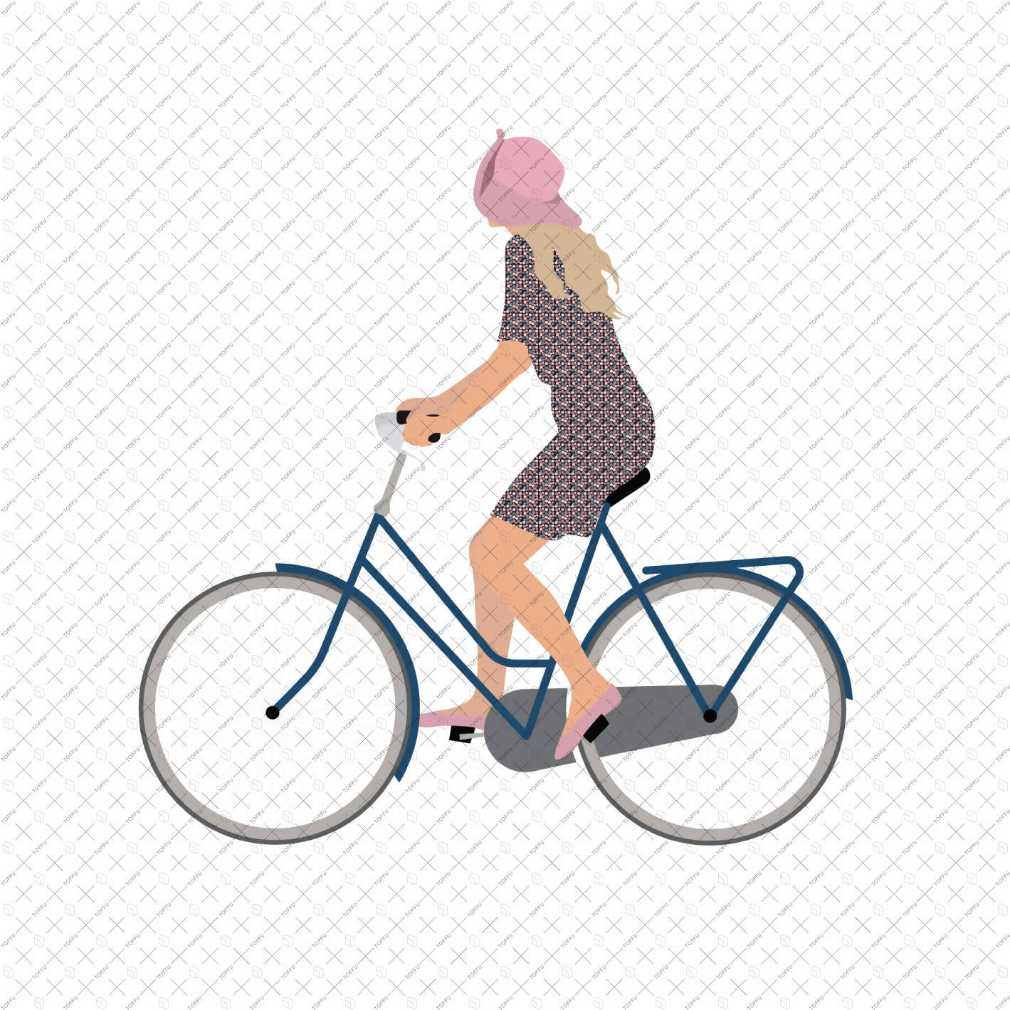 Flat Vector Cyclists PNG - Toffu Co