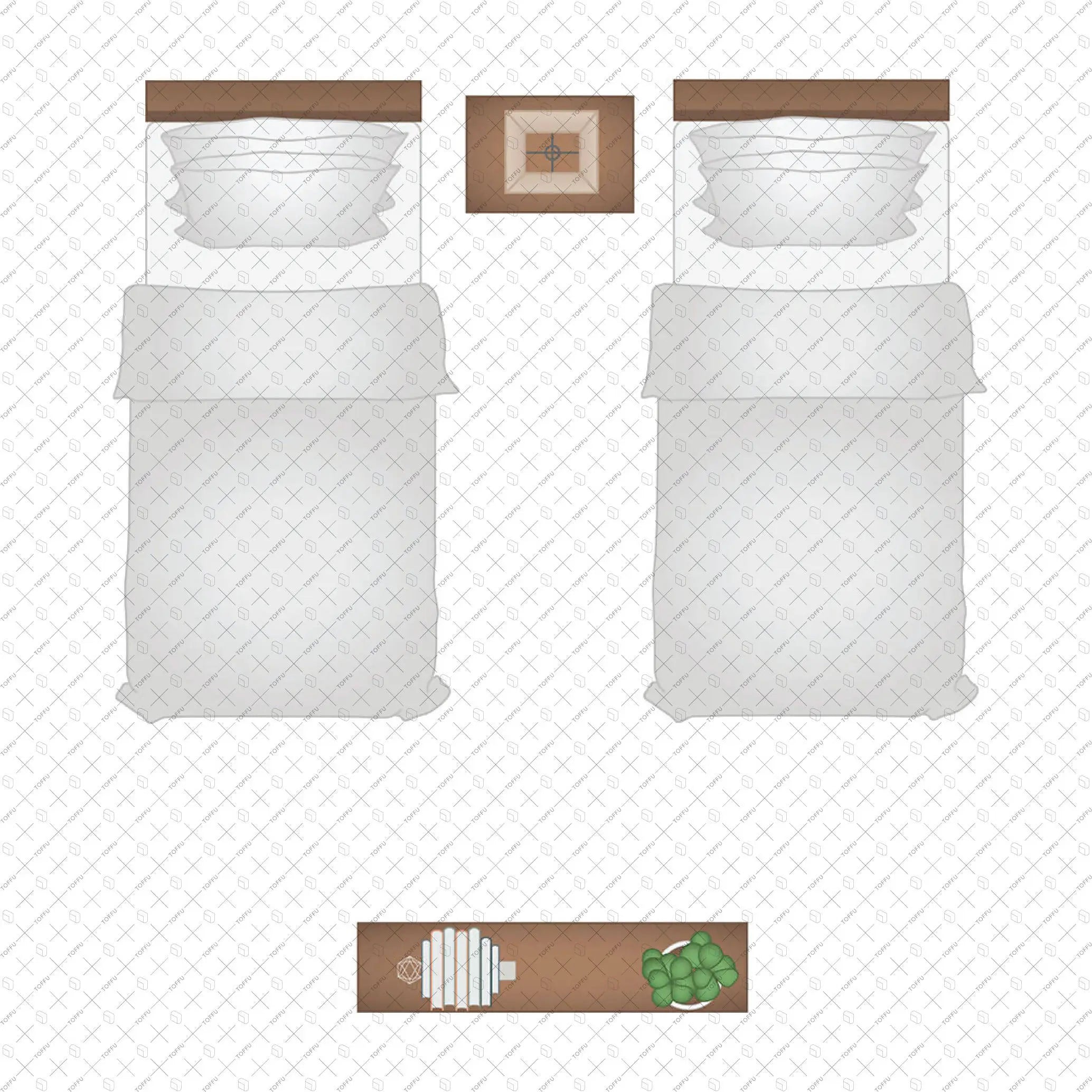 Flat Vector Bedroom Top View Digital Artwork drawings | Toffu Co