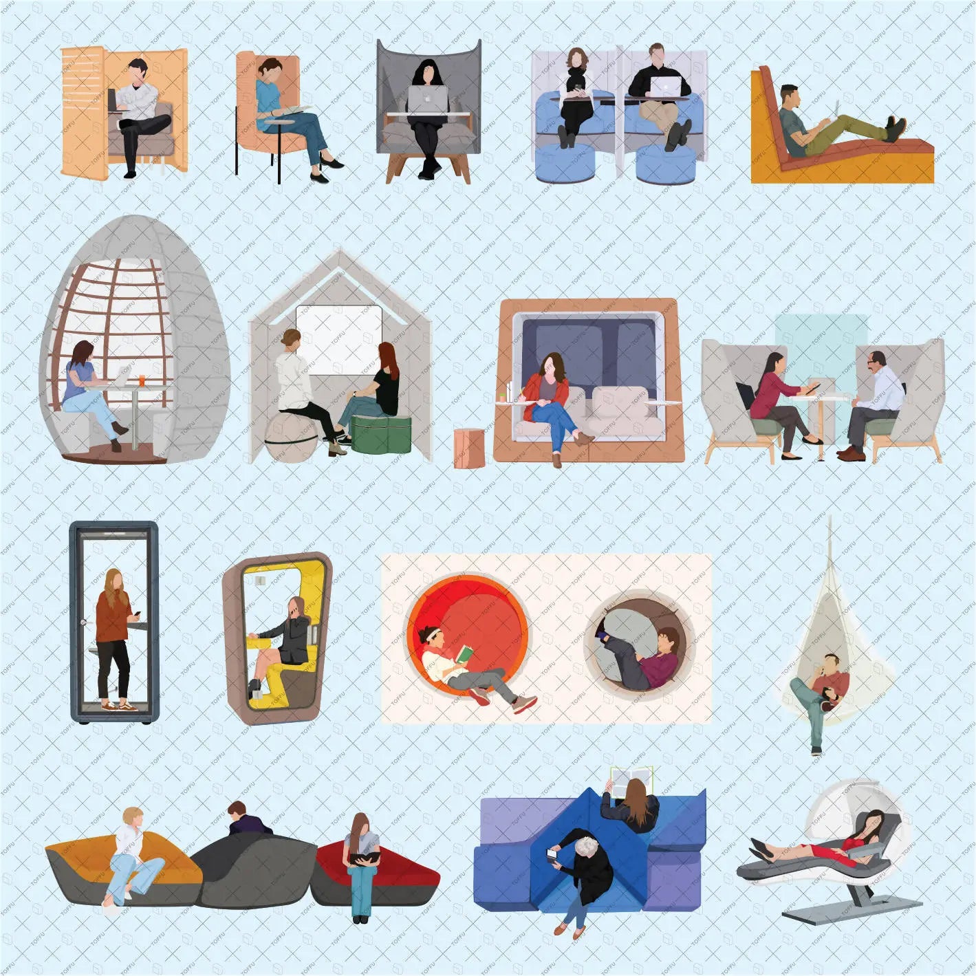 Flat Vector Office People - 02 Digital Artwork drawings | Toffu Co