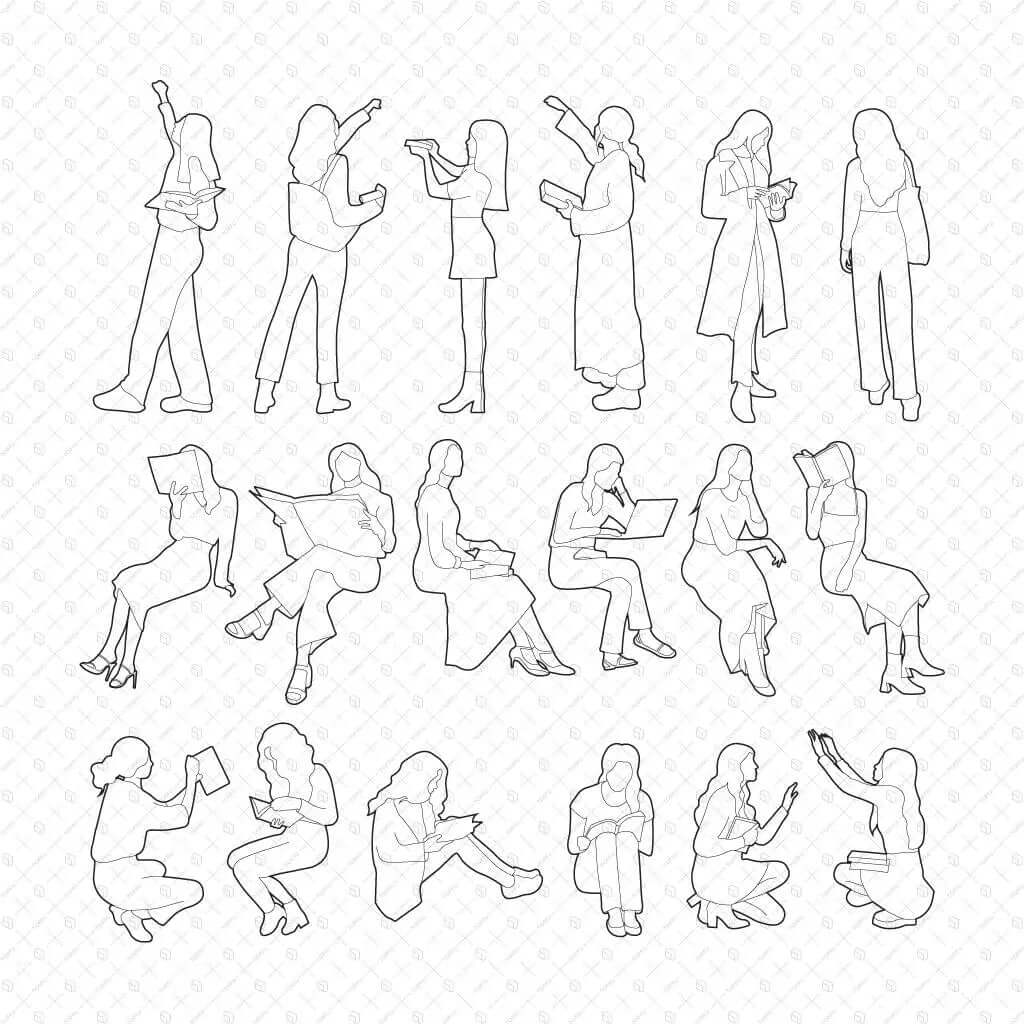 Flat Vector Girls at the Library Digital Artwork drawings | Toffu Co