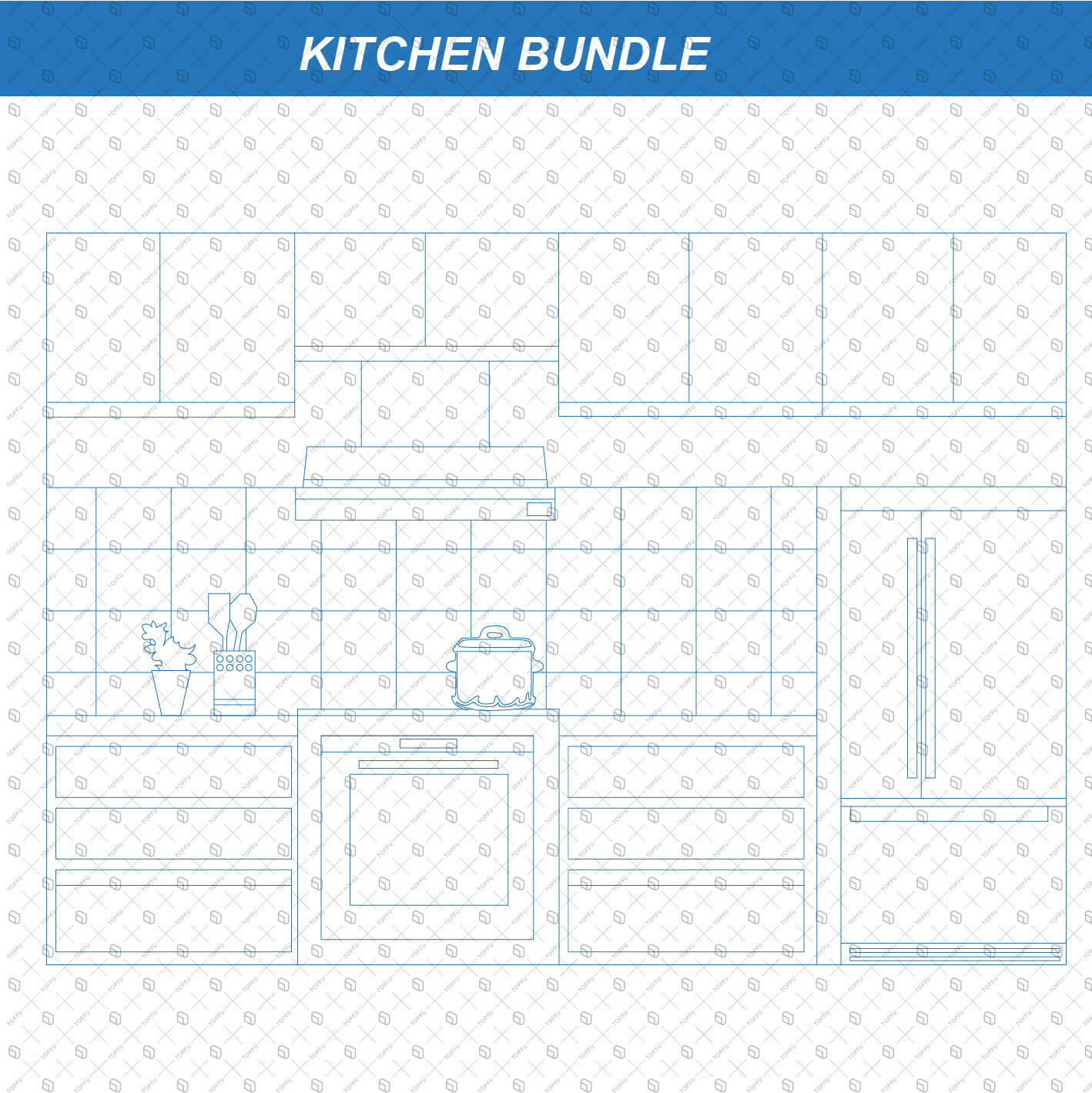 Flat Vector Kitchen Furniture Clutter and Plans PNG - Toffu Co