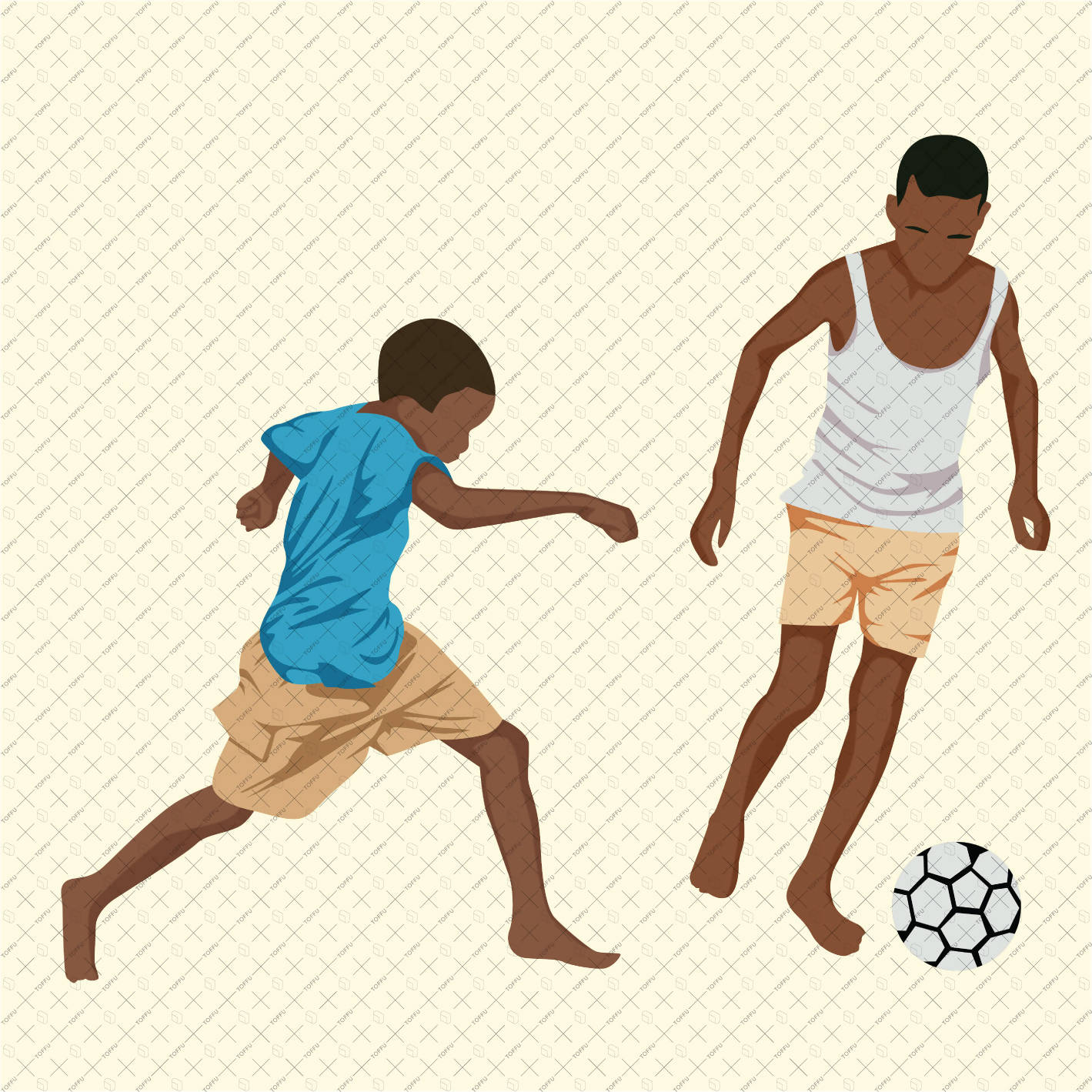 Flat Vector African Children Playing PNG - Toffu Co