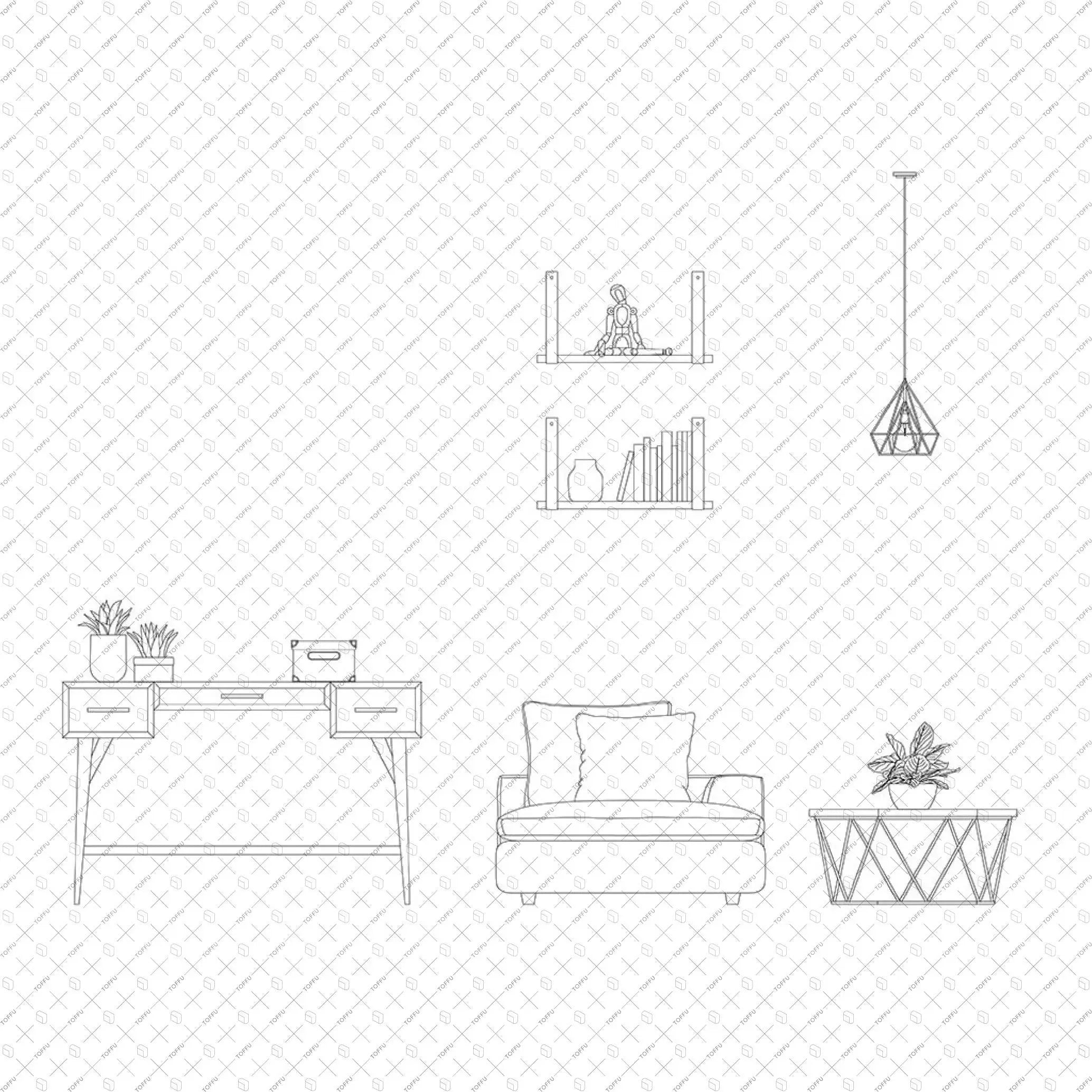 Cad Industrial Style Home Decor Elevation Digital Artwork drawings | Toffu Co
